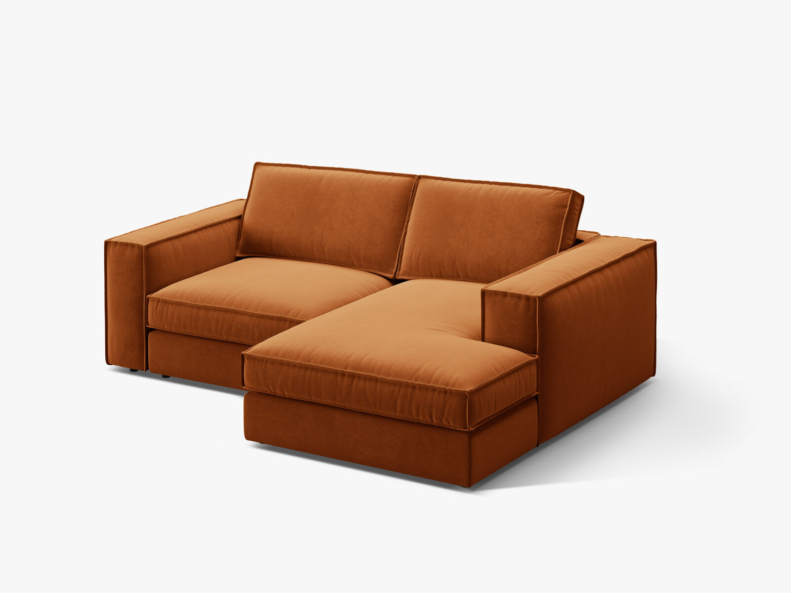 Micadoni modulares Ecksofa Pola 2-Sitzer kleine Version Rechts Samt Salvador Terrakotta