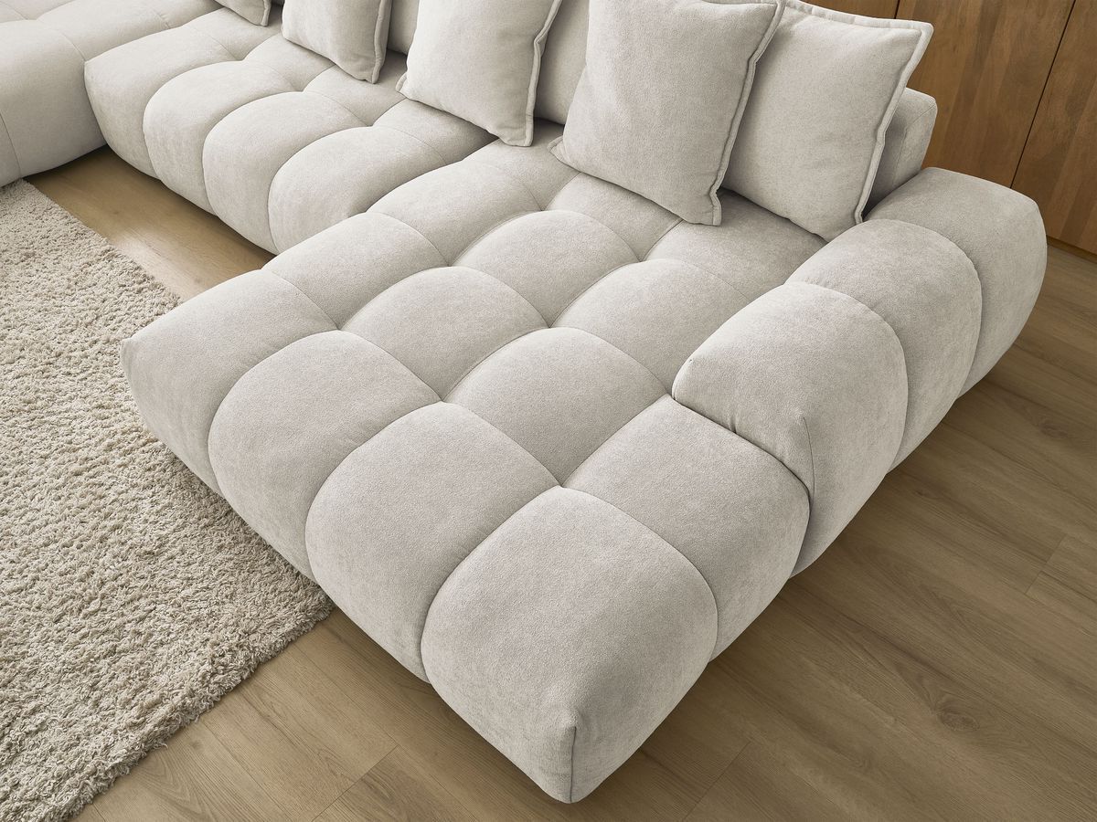 Bobochic Everest Wohnlandschaft, 14 Kissen Strukturstoff Beige Ecke rechts