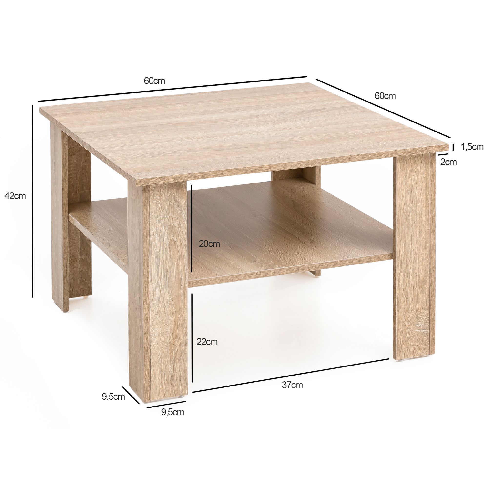 Couchtisch Flam Sonoma 60 × 60 × 42 cm