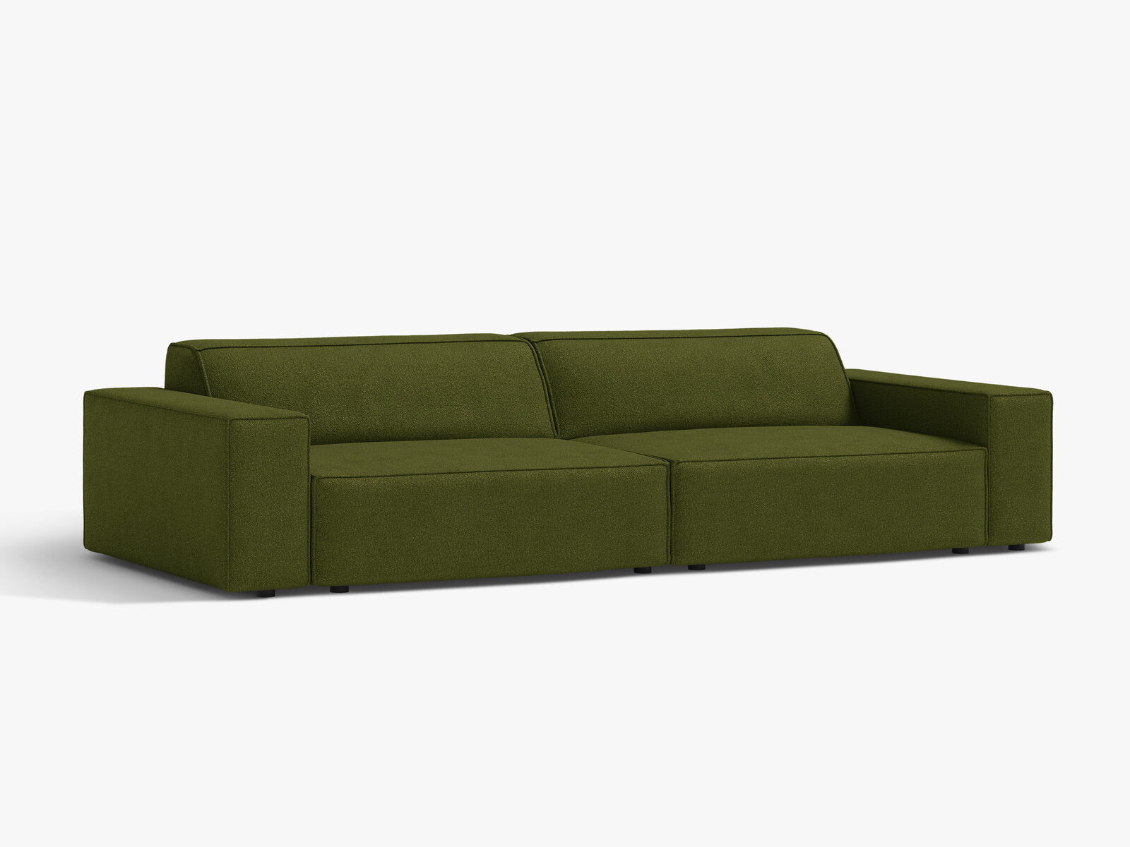 Micadoni Sofa Jodie 4-Sitzer Boucle Baloo Dunkel-Olivgrün