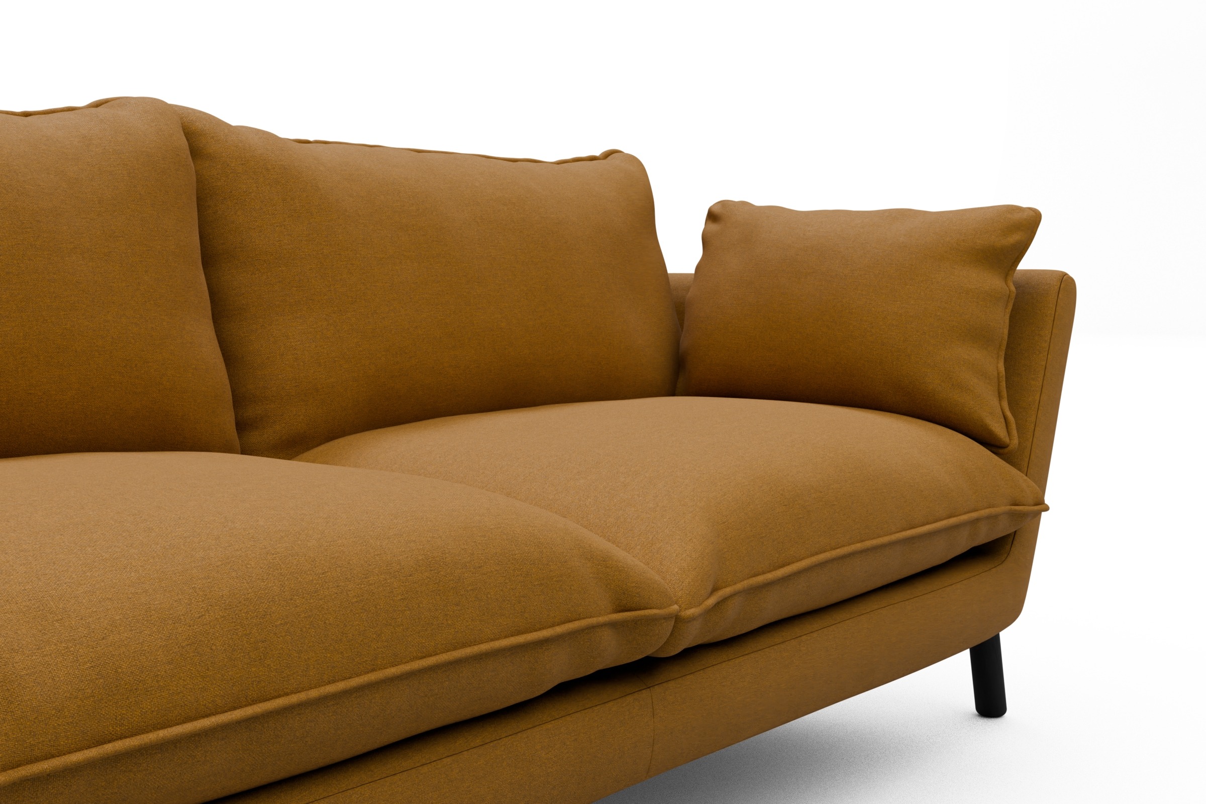 Sofa Emil PREMIUM 3-Sitzer Beinfarbe Eiche Schwarz Satya-Ocre