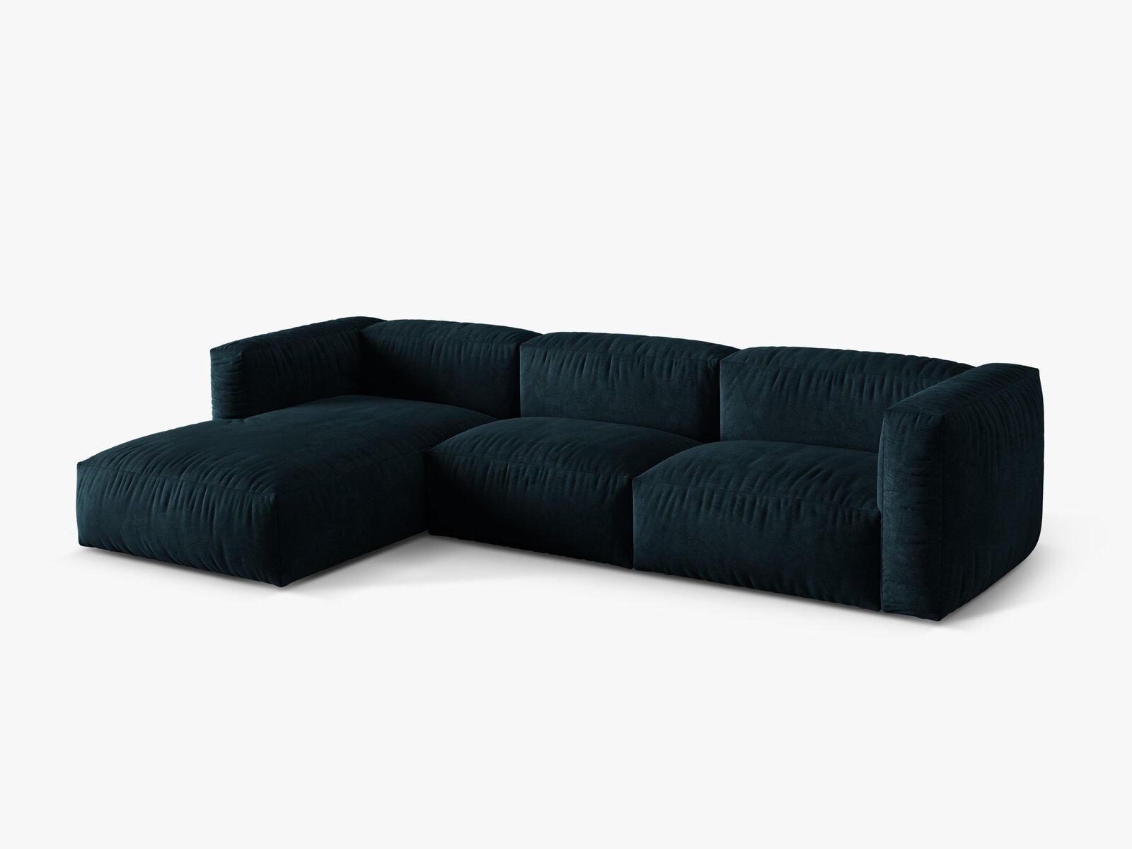 Micadoni Ecksofa Martina 3-Sitzer Links Samt Vogue Tiefes Petrol