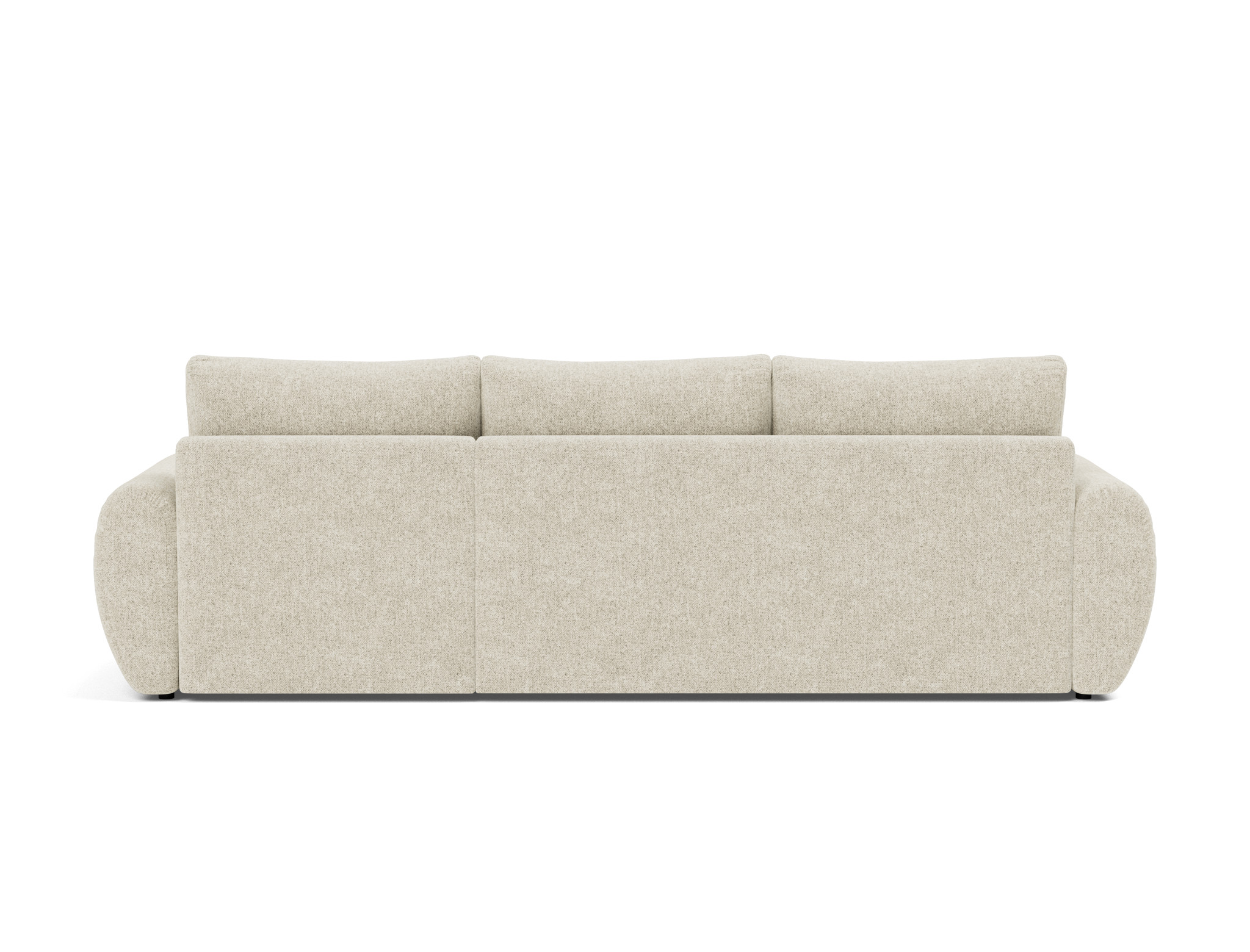 Schlafsofa Norum mit Chaiselongue und Curve-Armlehnen Strukturierter Stoff Taura 357-Off-White