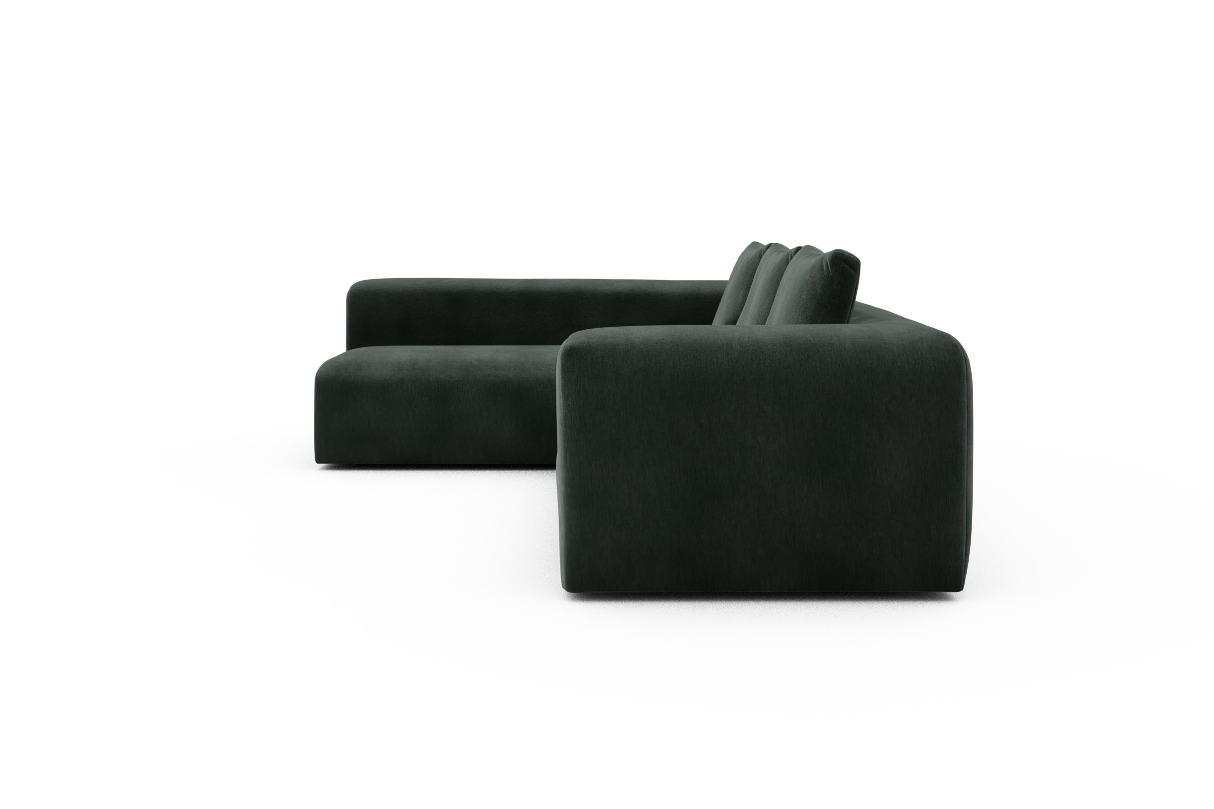 Ecksofa Fred 2x 2,5-Sitzer links offen Smooth-Laurel-Green