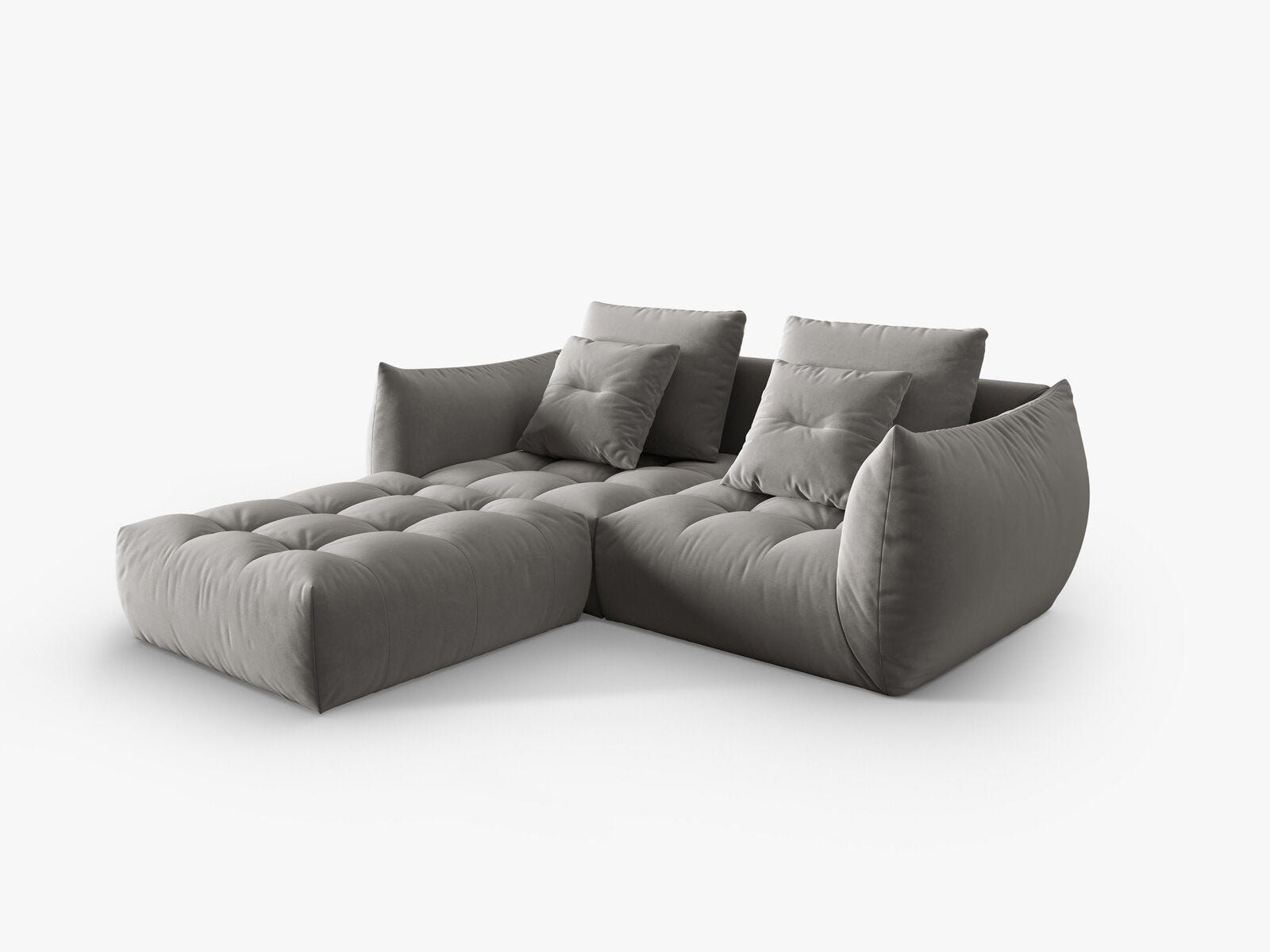 Micadoni Ecksofa Bloom 3-Sitzer Samt Grau