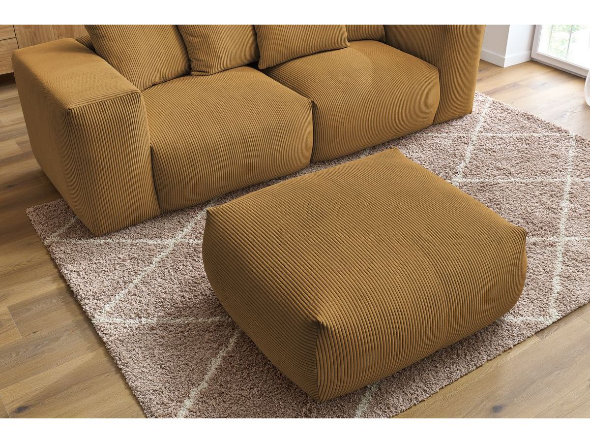 Bobochic Voltaire Sofa 4-Sitzer mit Pouf 248 × 100 cm Cordsamt Gelb
