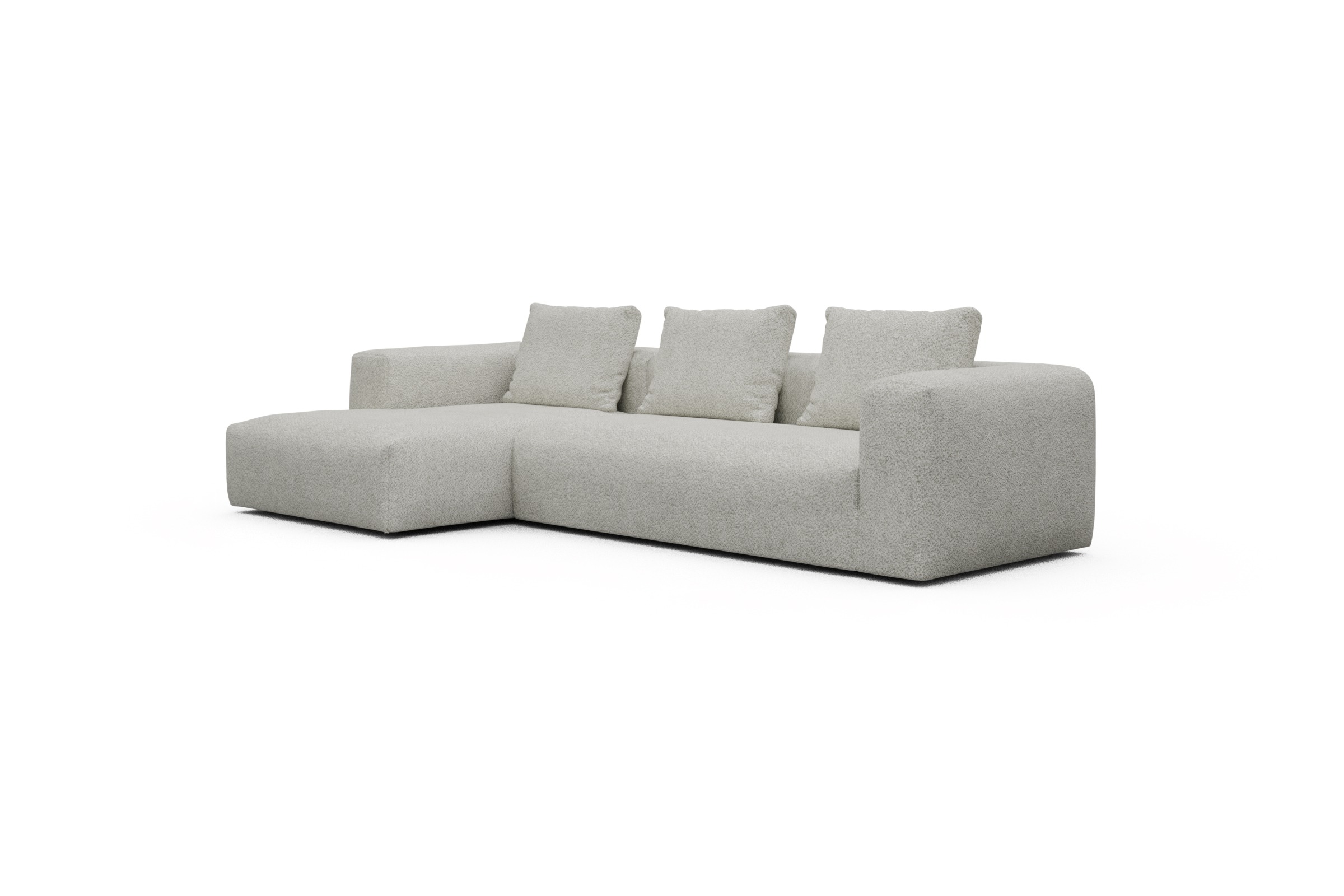 Ecksofa Fred Chaiselongue links mit 2,5-Sitzer Vanora-Warm-Sand