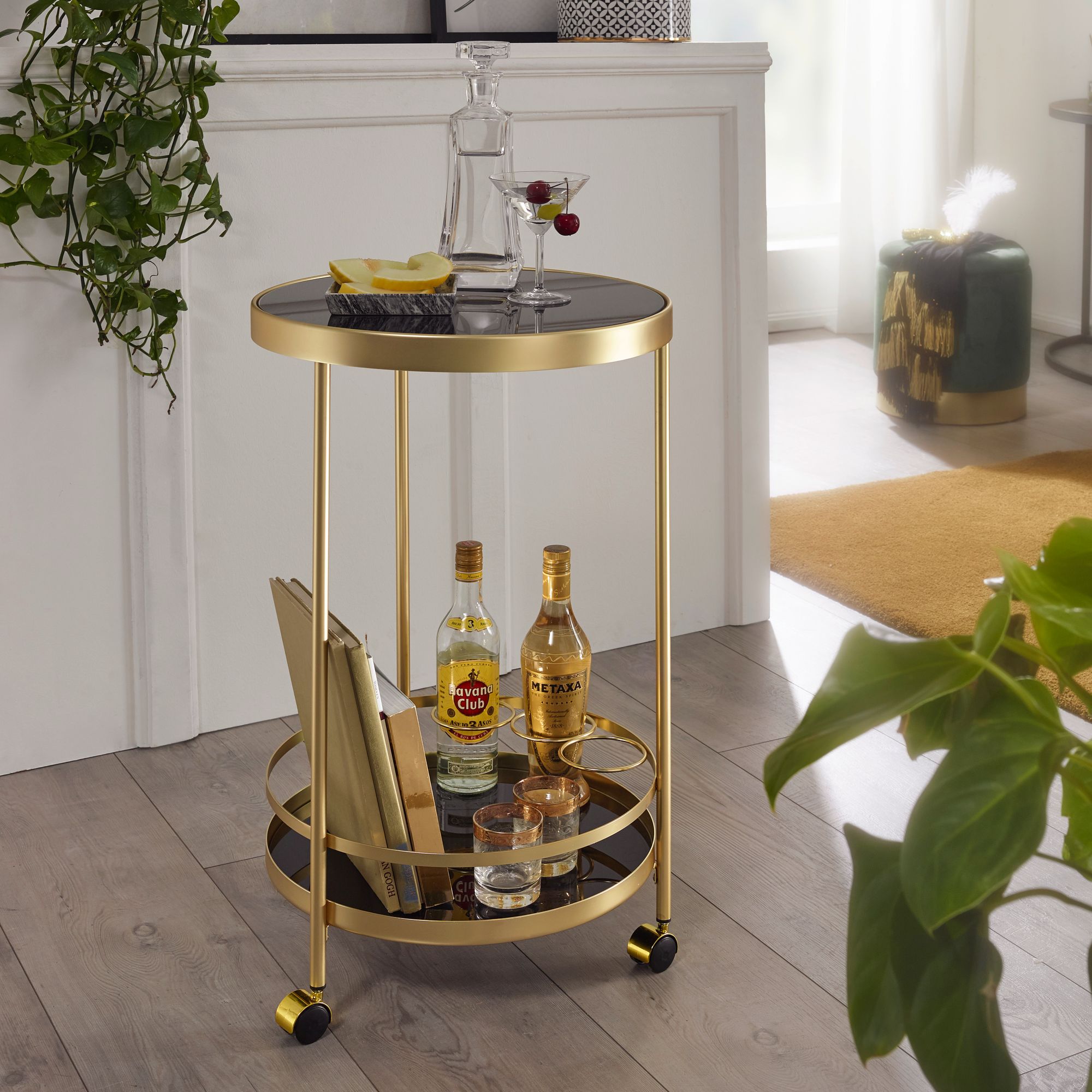 Servierwagen Roslev Metall Gold Ø 45 cm