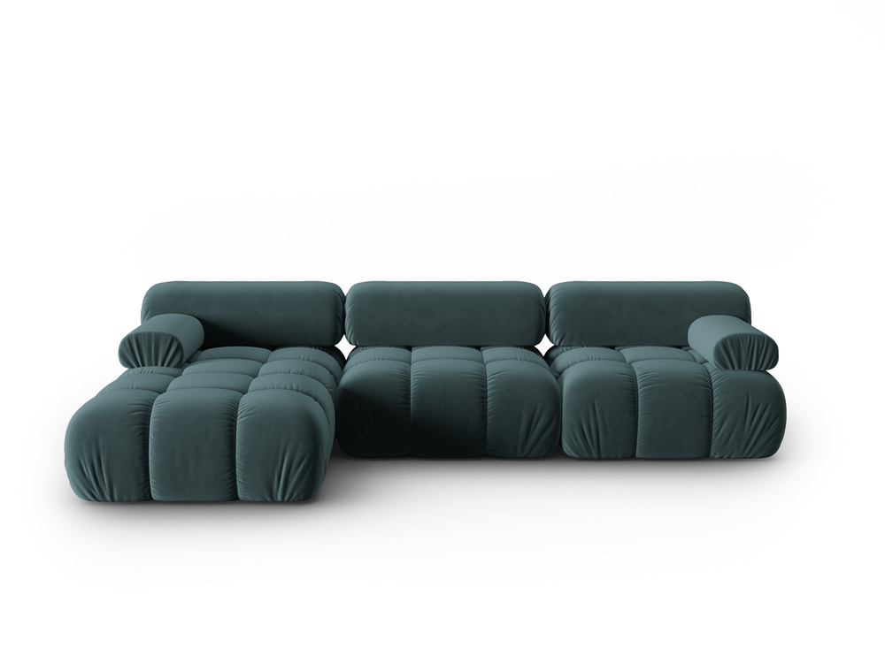 Cosmopolitan Design Modulares Ecksofa Cortina 4-Sitzer Samt Bluvel Türkis Links