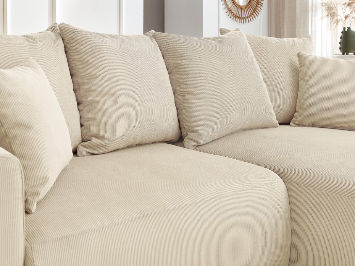 Bobochic Enjoy Ecksofa Cordsamt Beige Ecke rechts