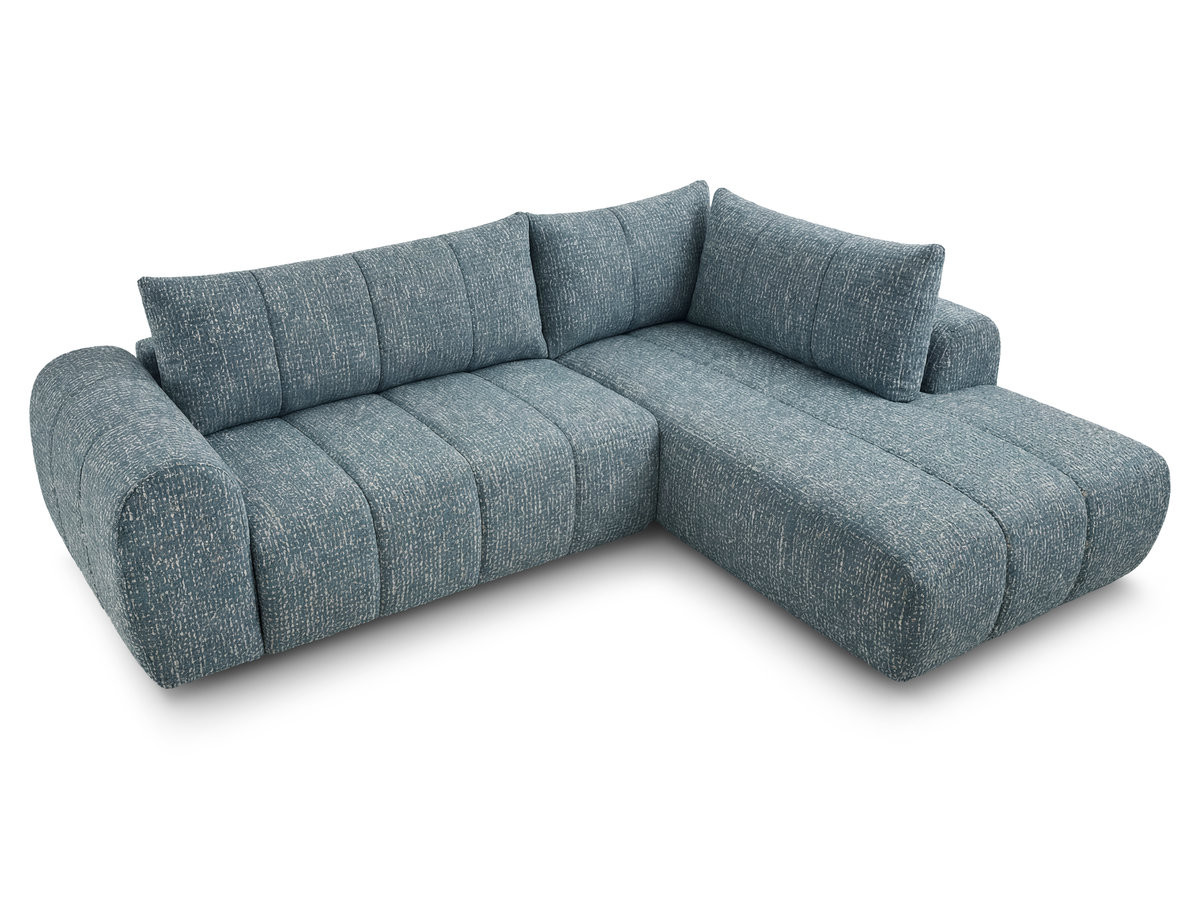 Bobochic Nesty Ecksofa in L-Form, 256 cm Melange-Stoff Blau Ecke rechts