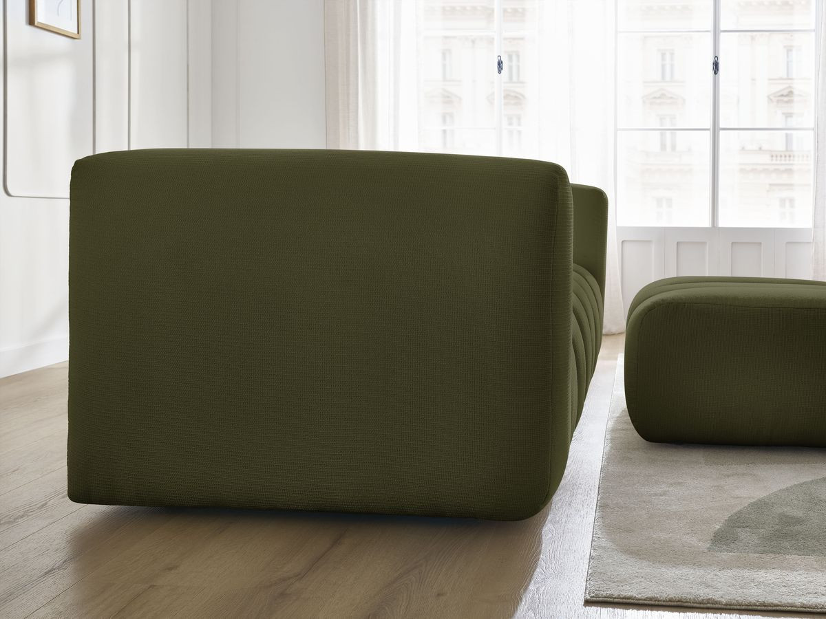 Bobochic Talia Sofa 3-Sitzer mit Pouf Melange-Stoff Grün
