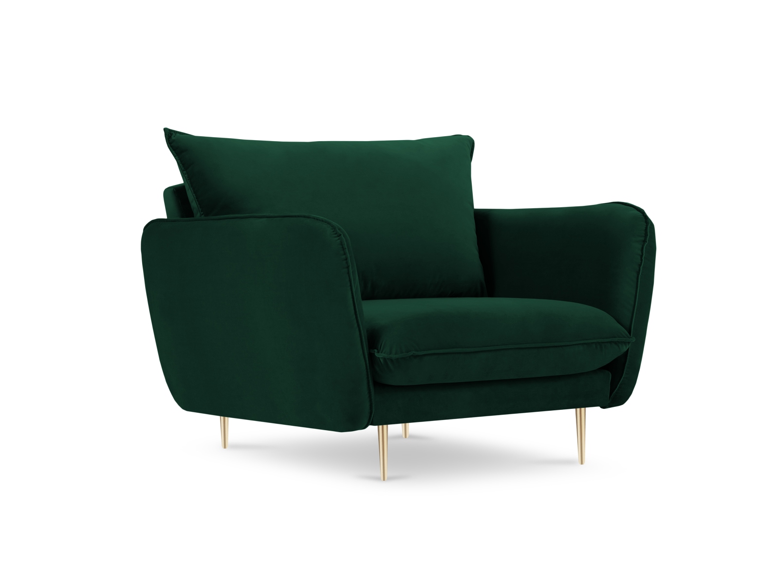 Cosmopolitan Design Sessel Vienna Samt Bluvel Flaschengrün Beine Gold
