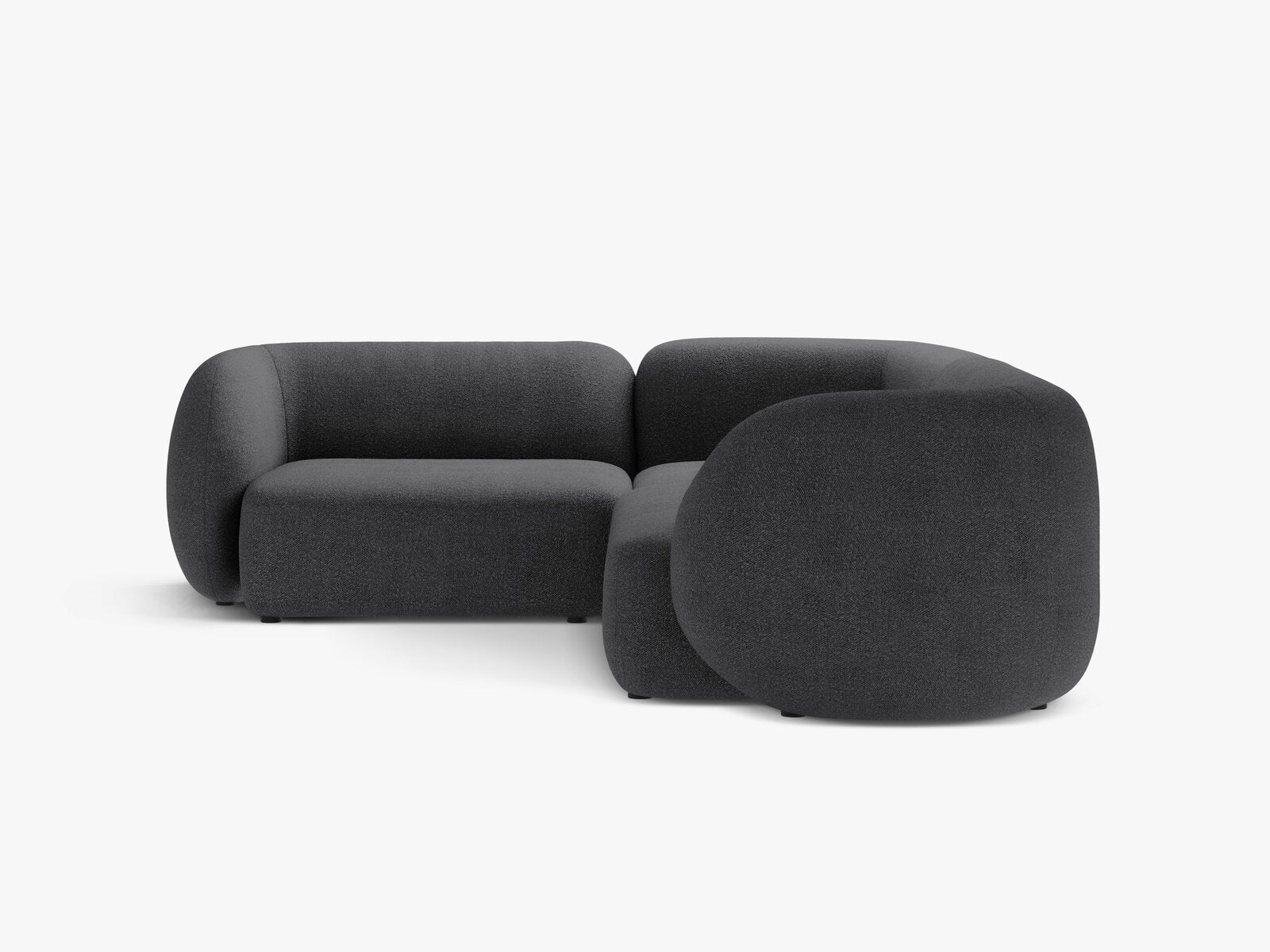 Micadoni Ecksofa Kate 4-Sitzer Links Boucle Dunkelgrau