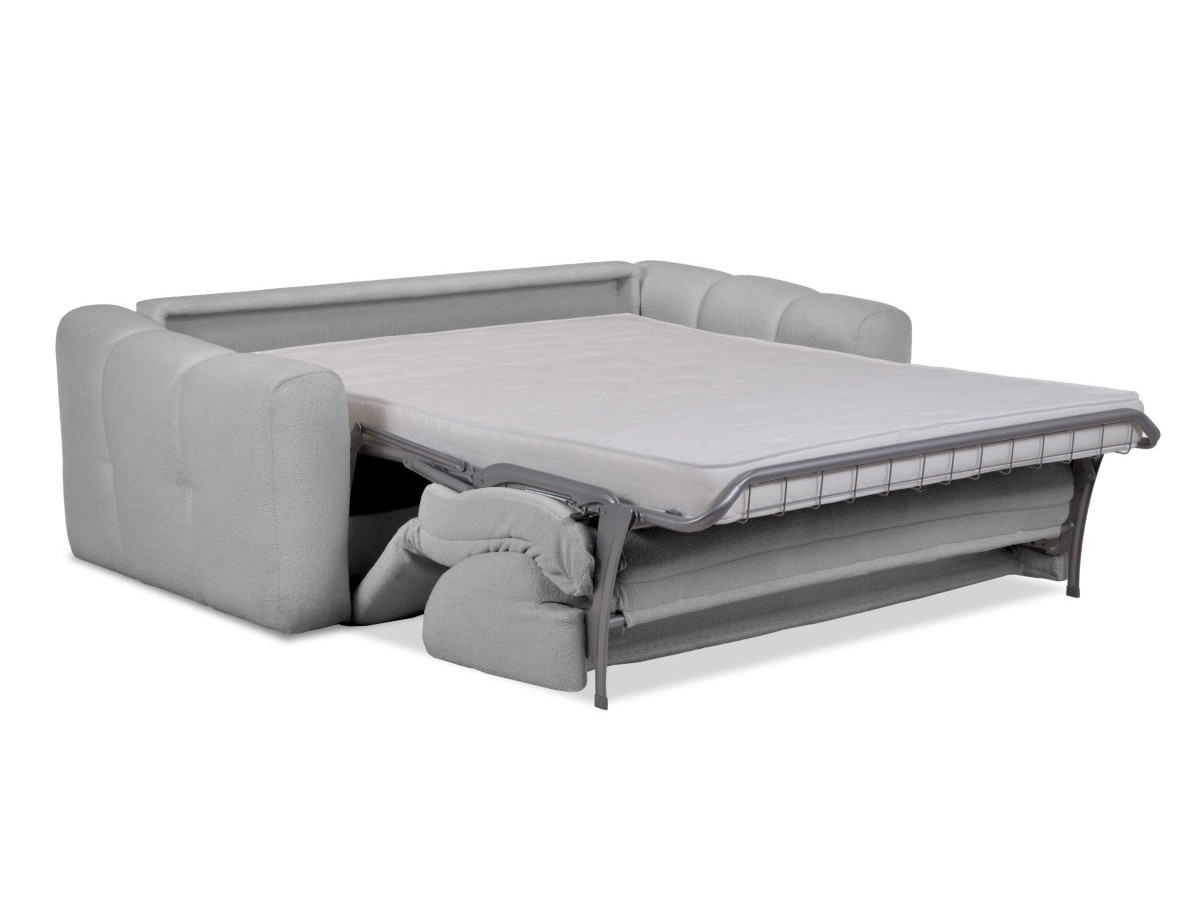 Bobochic Bradley Schlafsofa 3-Sitzer Bouclé-Stoff Hellgrau