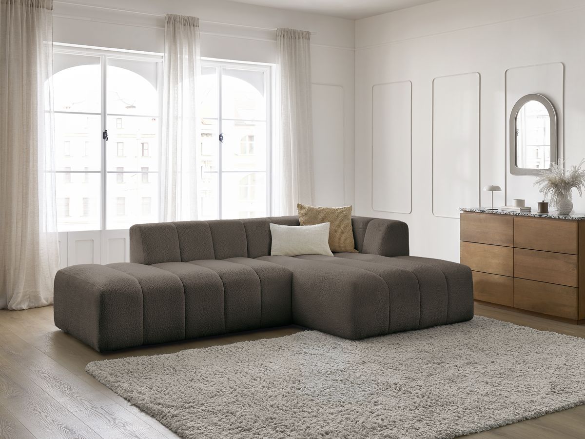 Bobochic Annecy Ecksofa Bouclé-Stoff Braun Ecke rechts