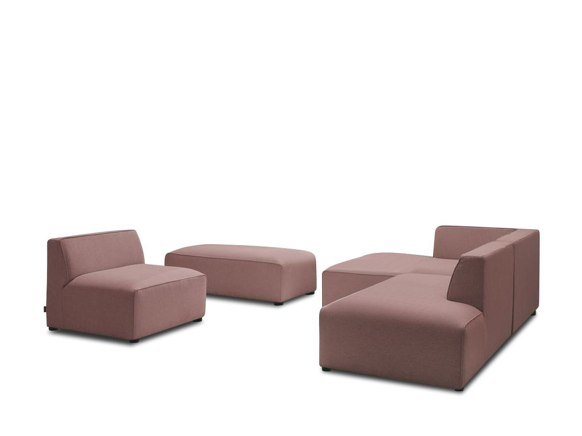 Bobochic Megeve Ecksofa mit Pouf Melange-Stoff Rosa Ecke links