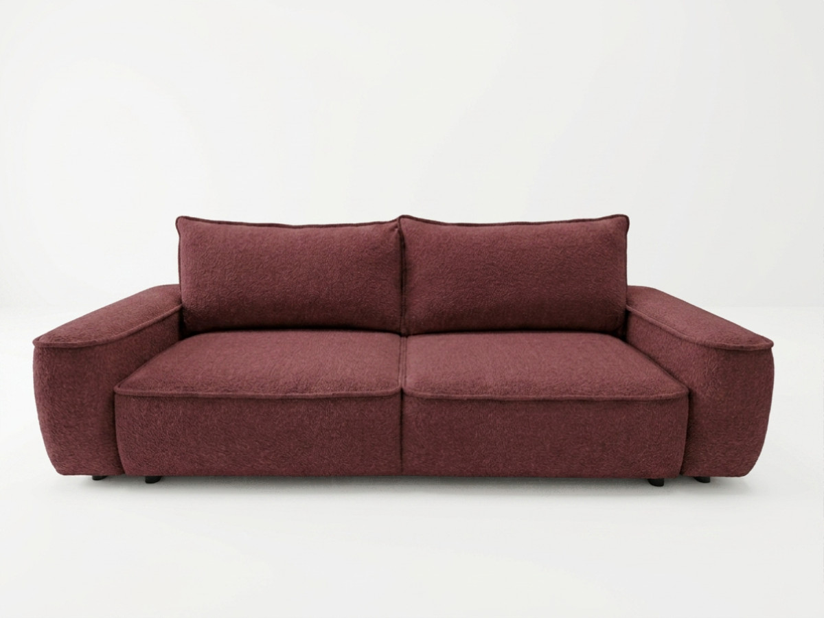 Bobochic Honore Schlafsofa 3-Sitzer mit Bettkasten Chenille Rot