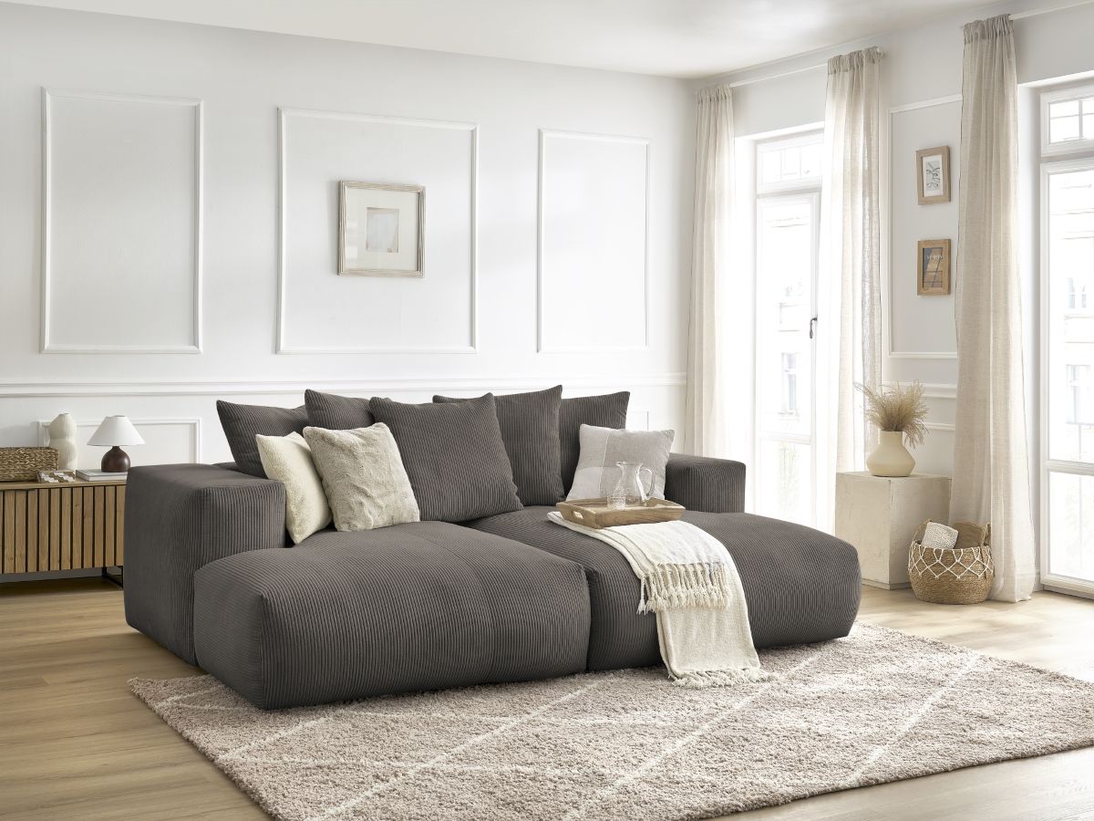 Bobochic Voltaire Sofa 4-Sitzer 248 × 170 cm Cordsamt Taupe