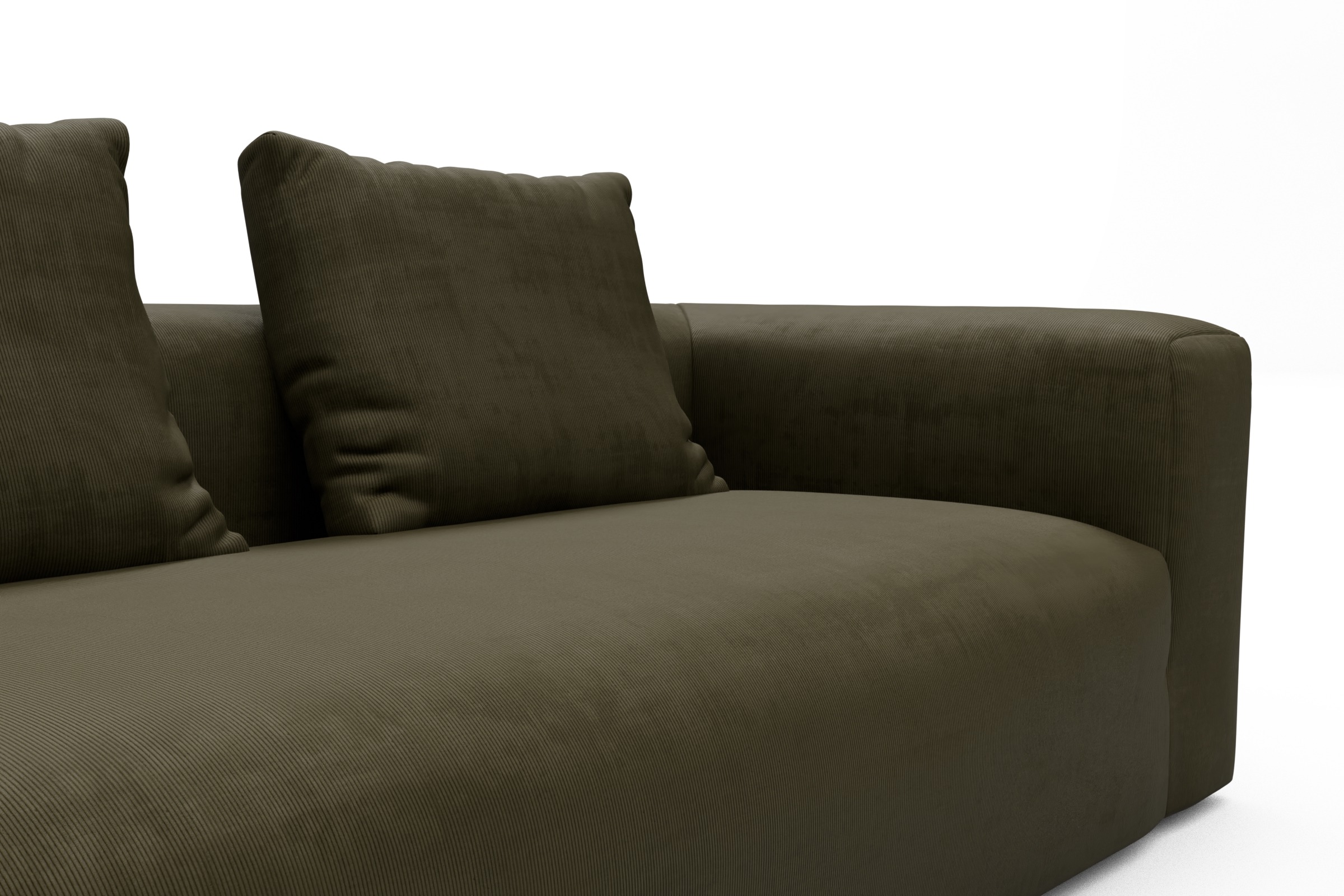 Ecksofa Fred Relax-Ecke links mit 2,5-Sitzer Cordufine-Pine-Green