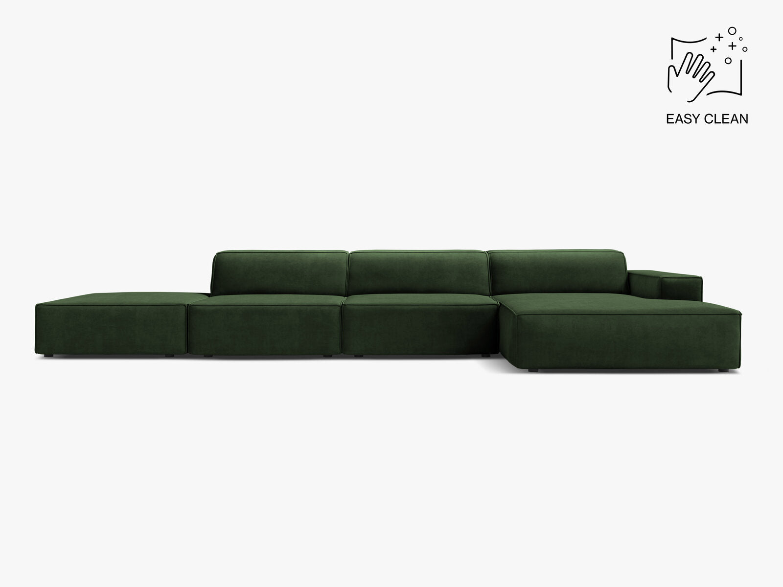 Micadoni Ecksofa Jodie 5-Sitzer Samt Venus Flaschengrün Rechts