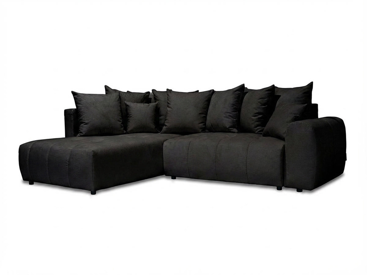 Bobochic Roxelane Ecksofa mit Schlaffunktion und Bettkasten Melange-Stoff Dunkelgrau Ecke links