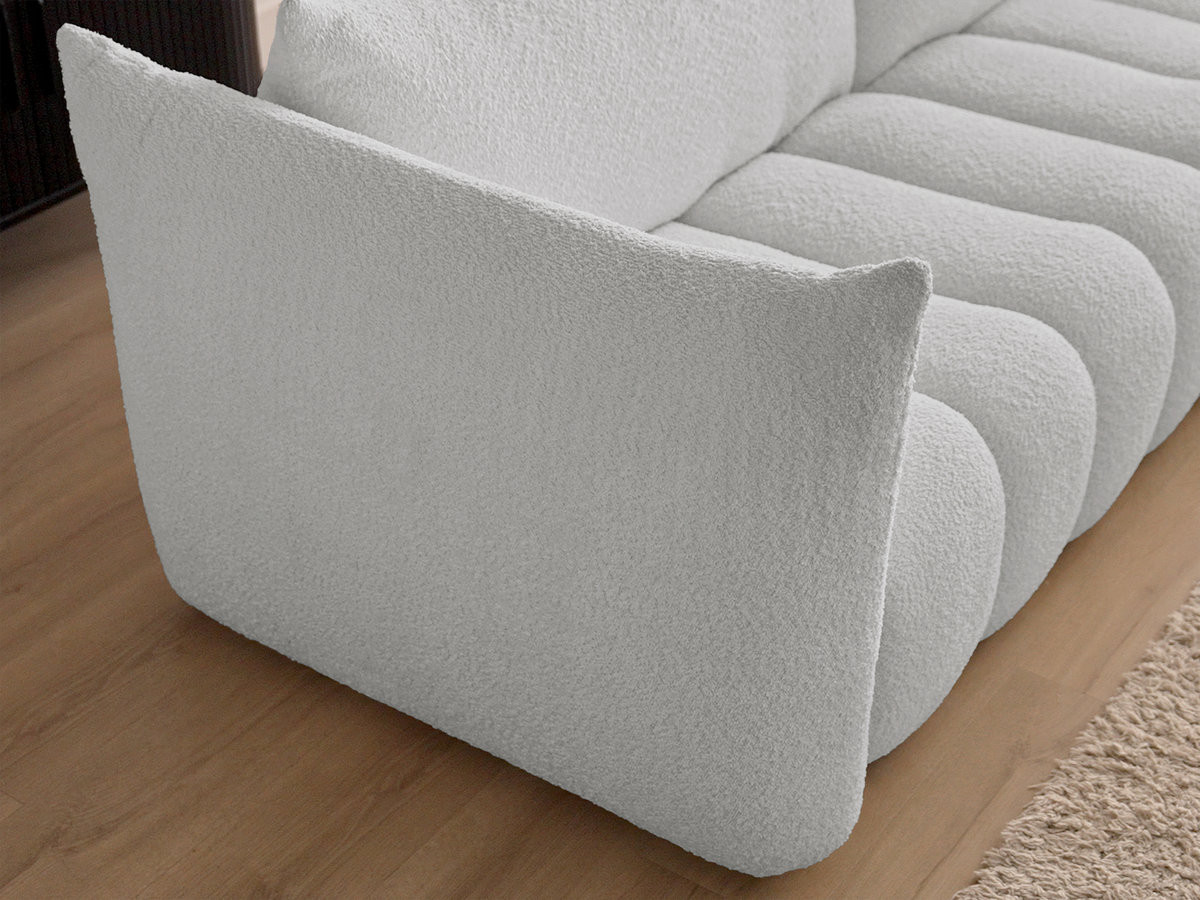 Bobochic Azra Ecksofa mit Pouf 325 × 112 cm Bouclé-Stoff Hellgrau Ecke rechts