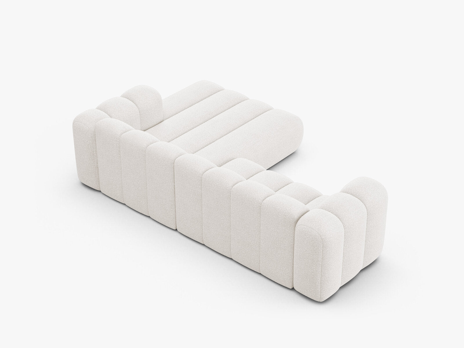 Micadoni Modulares Ecksofa Lupine 4-Sitzer mittelgroß Rechts Boucle Baloo Weiß