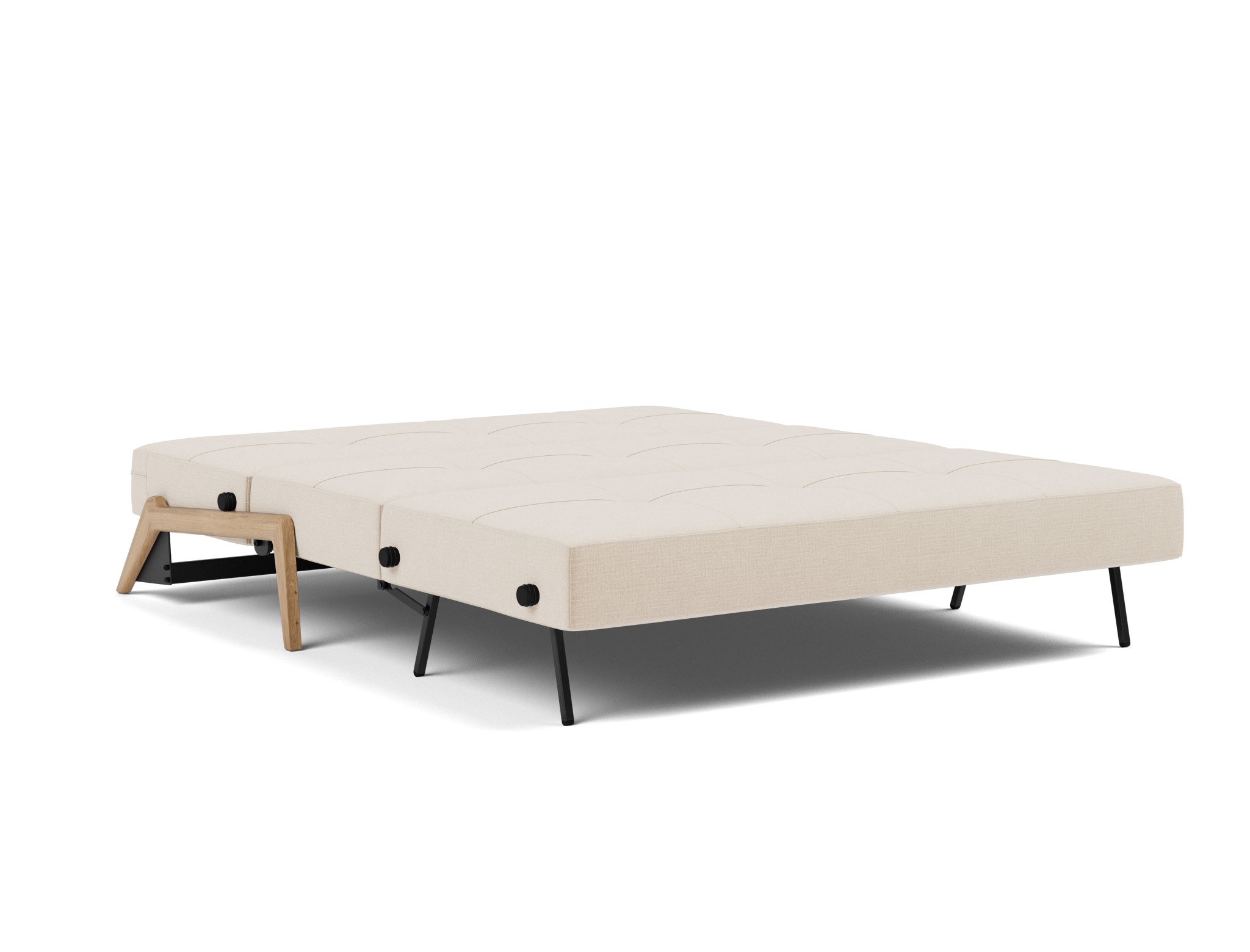 Schlafsofa Cubed 160 Chenille Esina 410-Almond-Beige Beine Eiche
