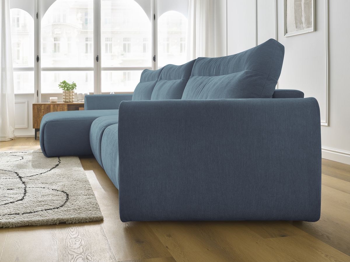 Bobochic Aden Ecksofa 386 × 152 cm Stoff Hellblau Ecke links
