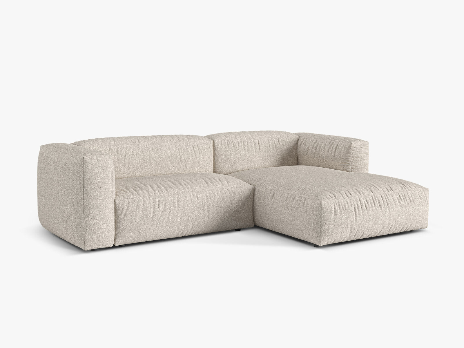 Micadoni Ecksofa Martina 2-Sitzer Rechts Boucle Monet Beige