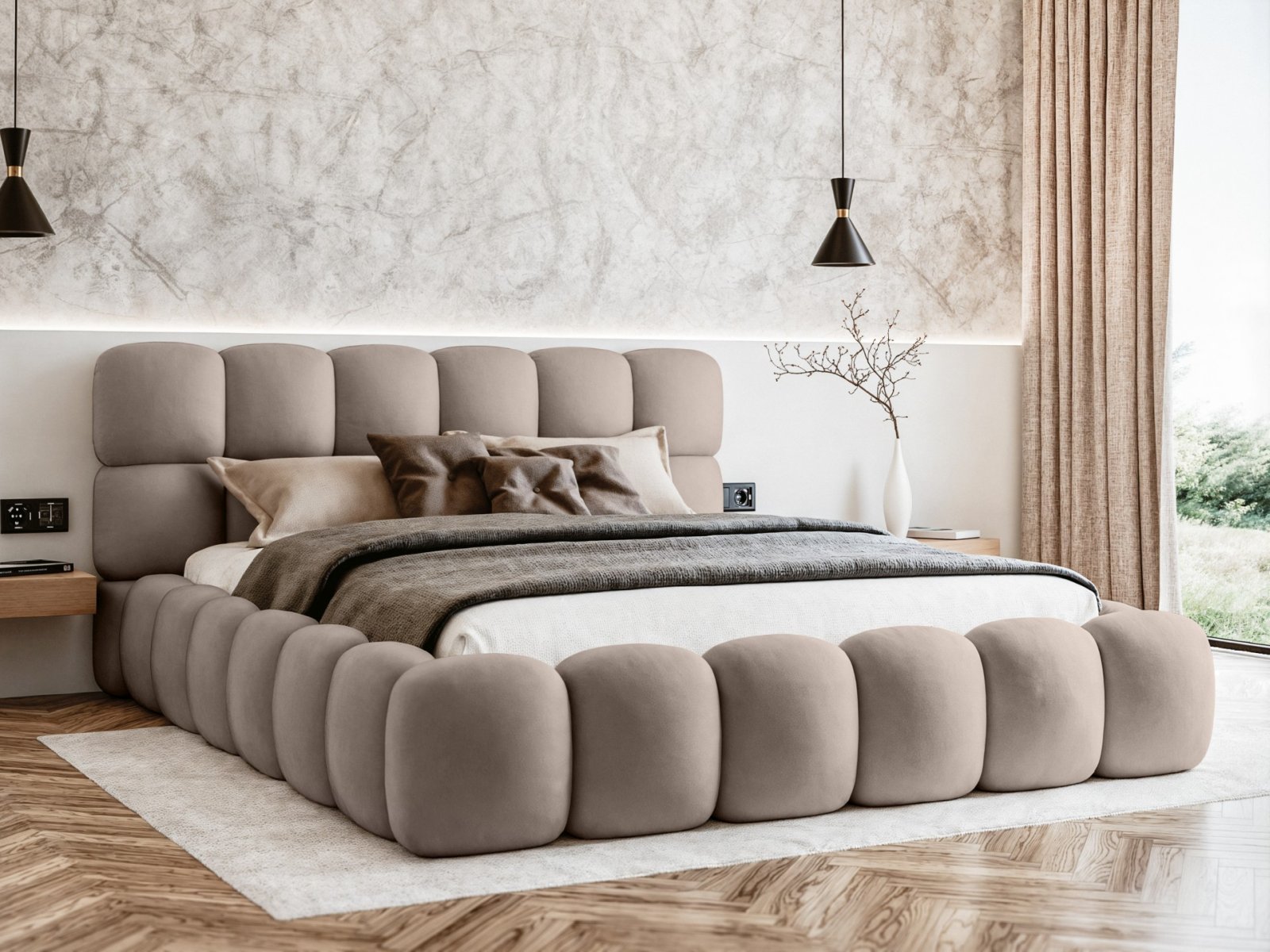 Polsterbett VENTO Piano 180 mit Holzrahmen Piano 04 Cappuccino moebelfaktor