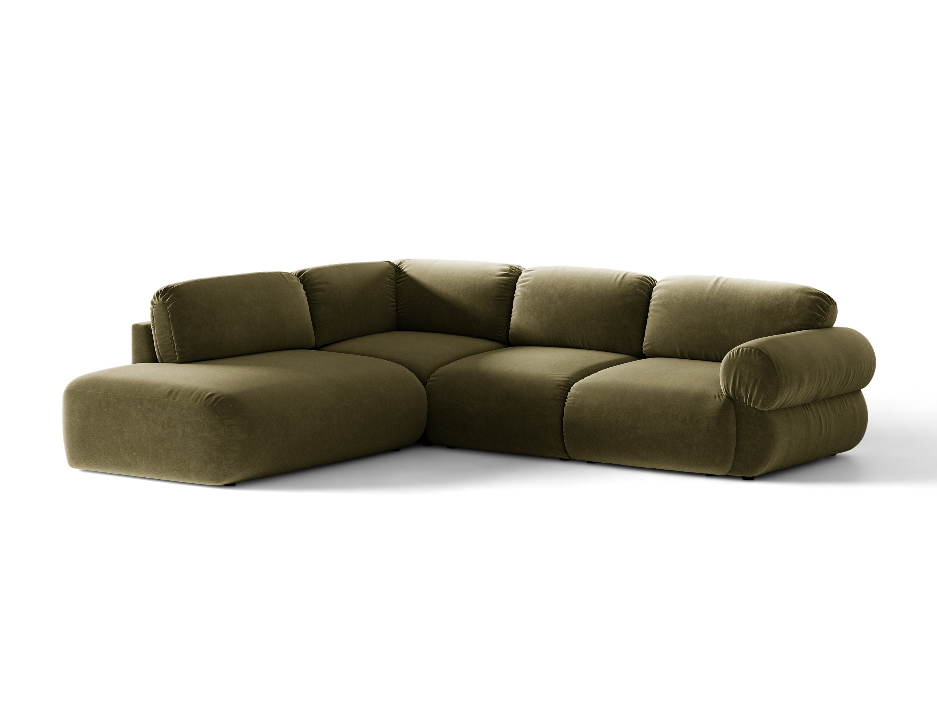 Micadoni Ophelia Ecksofa 289 cm Links Samt Salvador Grün