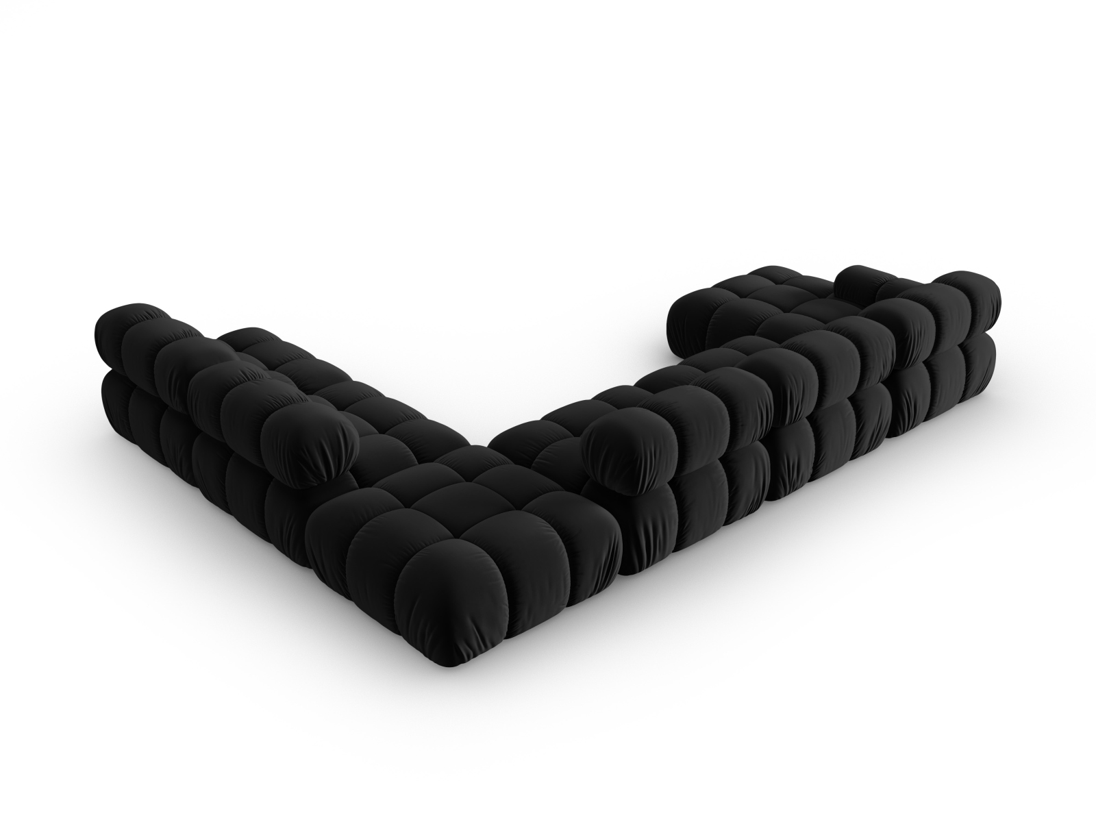 Micadoni Modulares Panorama Ecksofa Bellis 7-Sitzer Rechts Samt Bluvel Schwarz