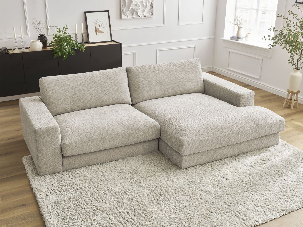 Bobochic Leonard Ecksofa 274 × 159 cm Strukturstoff Beige Ecke rechts