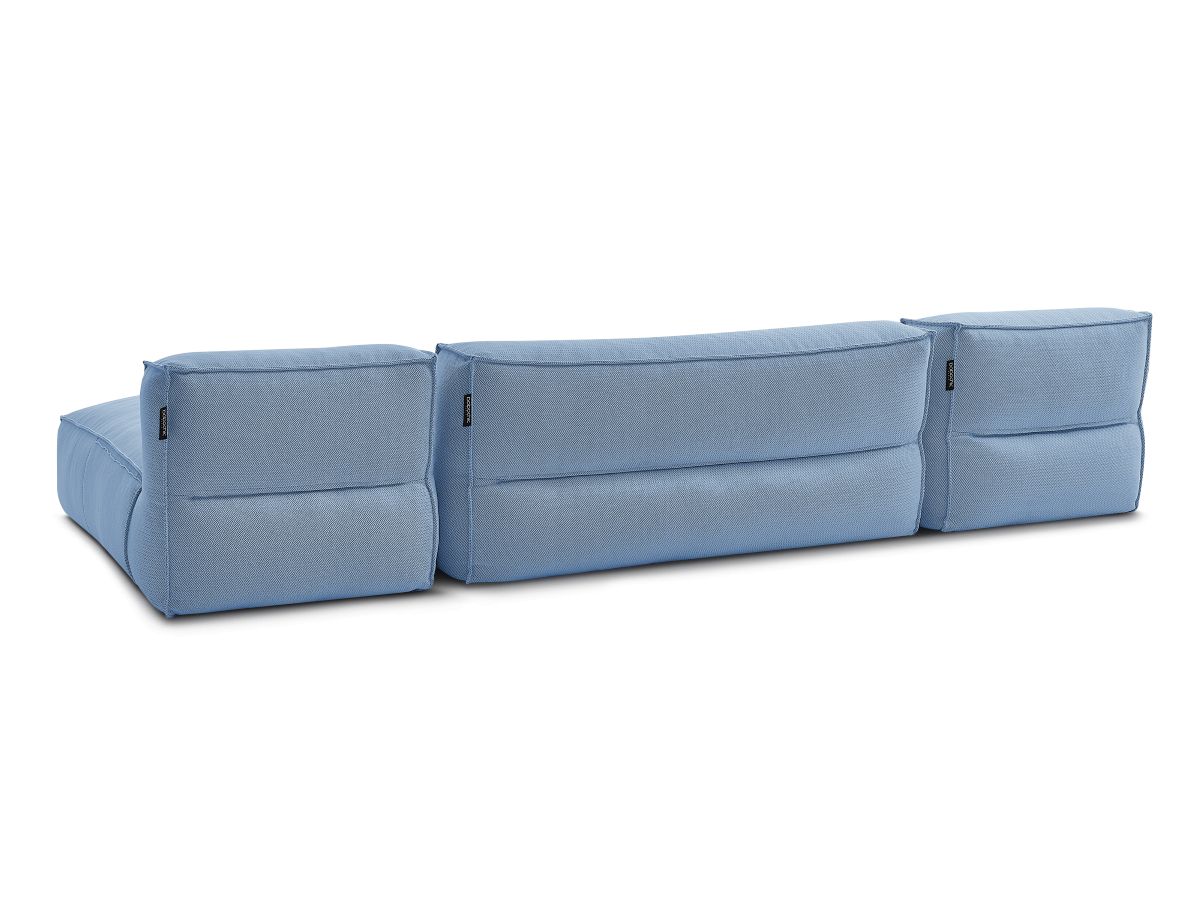 Bobochic Biarritz Gartensofa 4-Sitzer mit Pouf 332 × 168 cm Melange-Stoff Blau