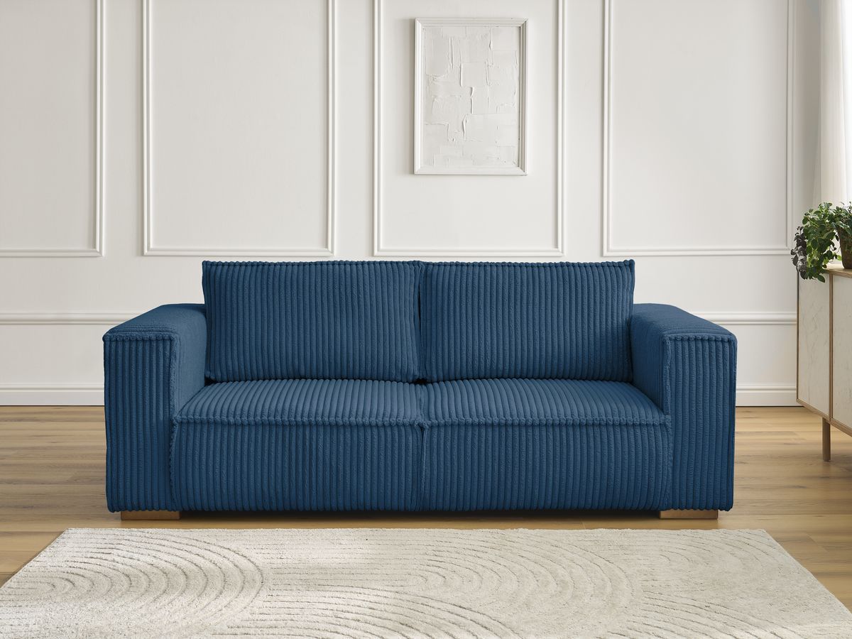Bobochic Chelsea Sofa 2-Sitzer Breitcord weich Dunkelblau