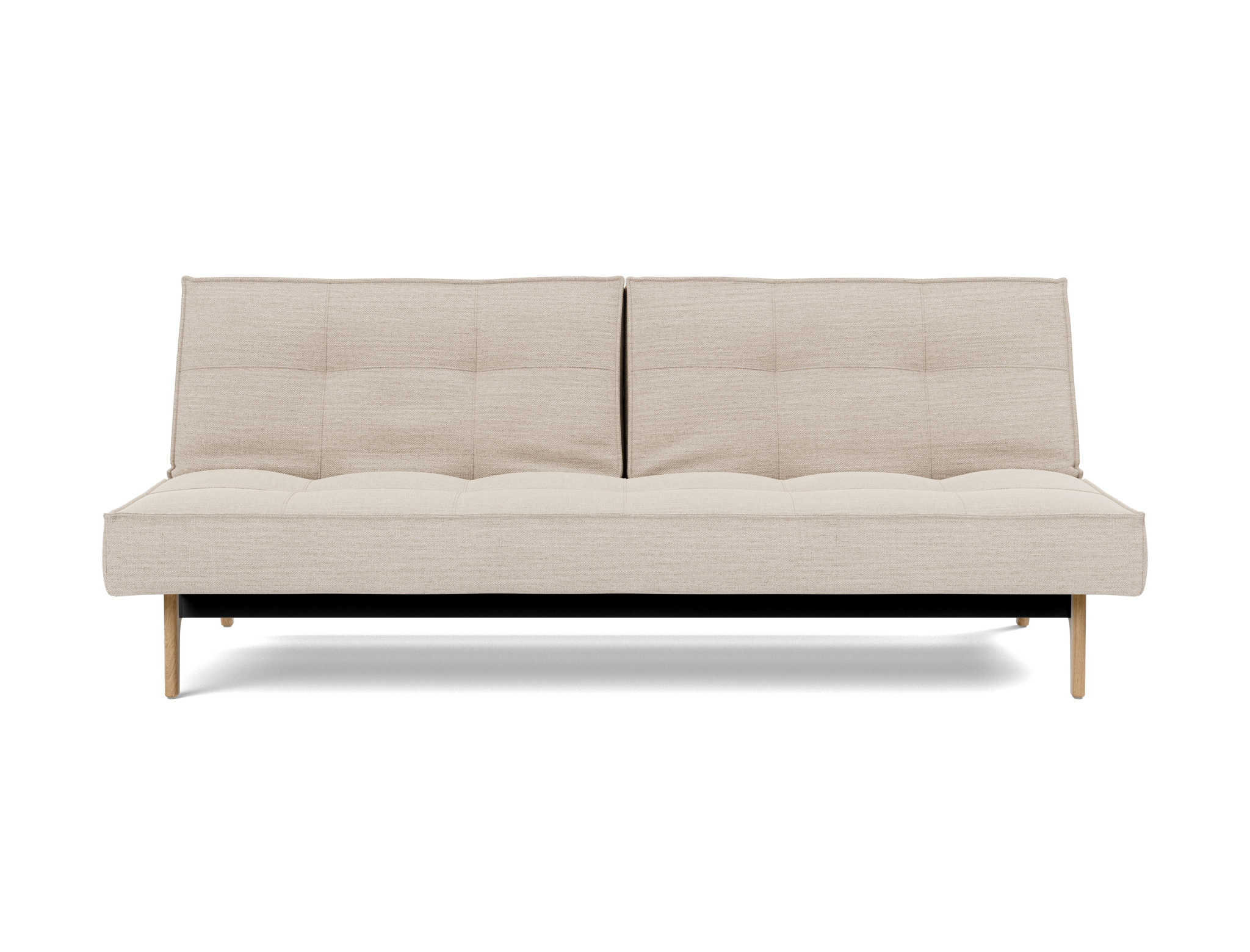 Schlafsofa Splitback Webstoff Blida 612-Sand-Grey Beine Eiche