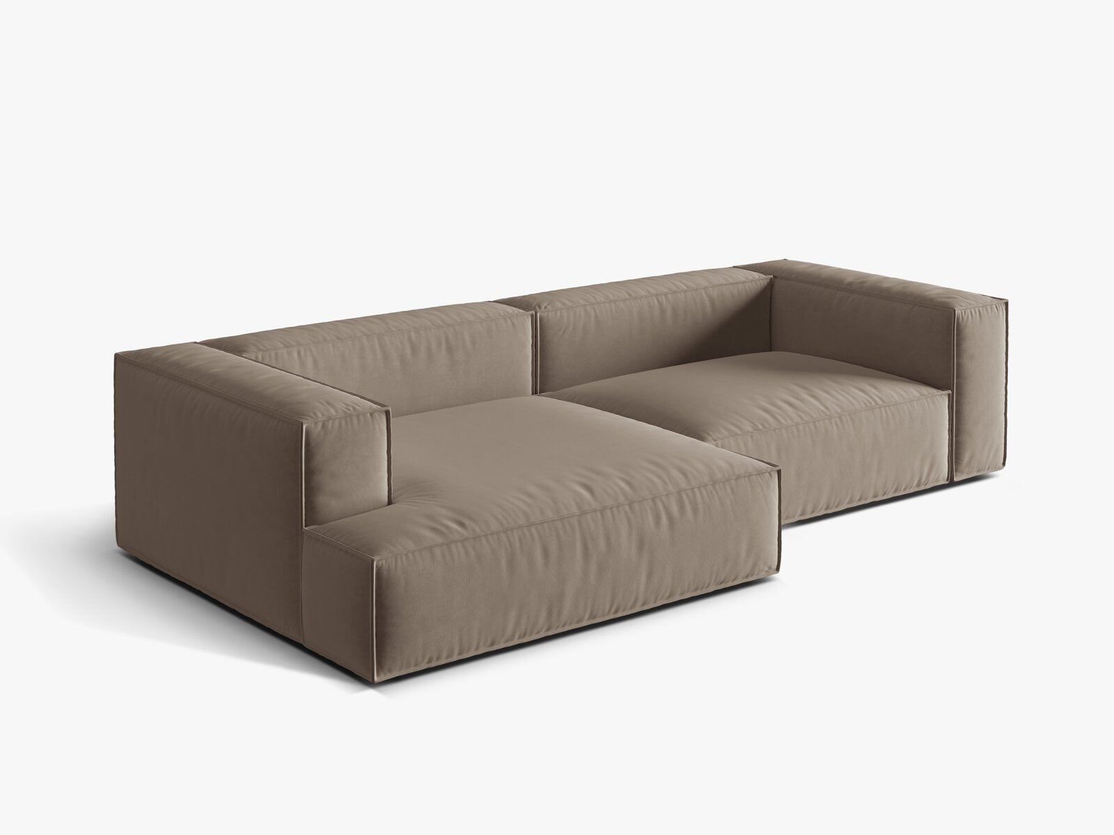 Micadoni Ecksofa Nuria 4-Sitzer Links Samt Warmes Grau