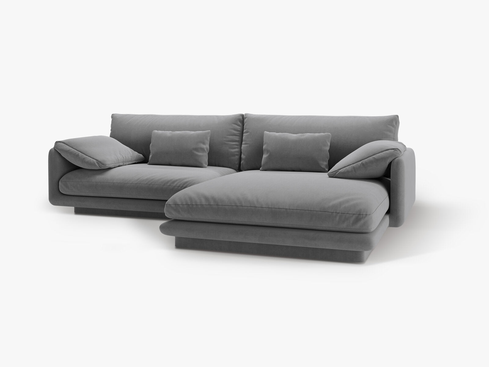 Micadoni Ecksofa Torino 4-Sitzer Rechts Samt Hellgrau