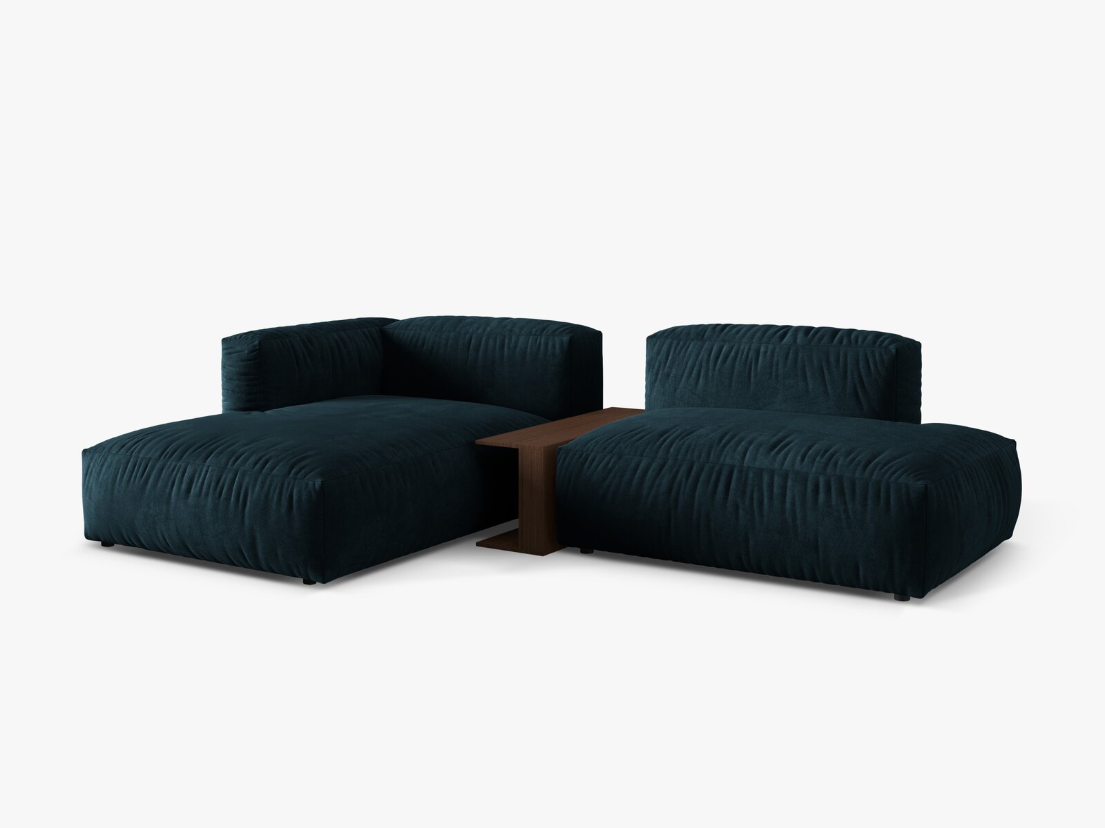 Micadoni Ecksofa Martina 2-Sitzer mit Couchtisch Links Samt Tiefes Petrol