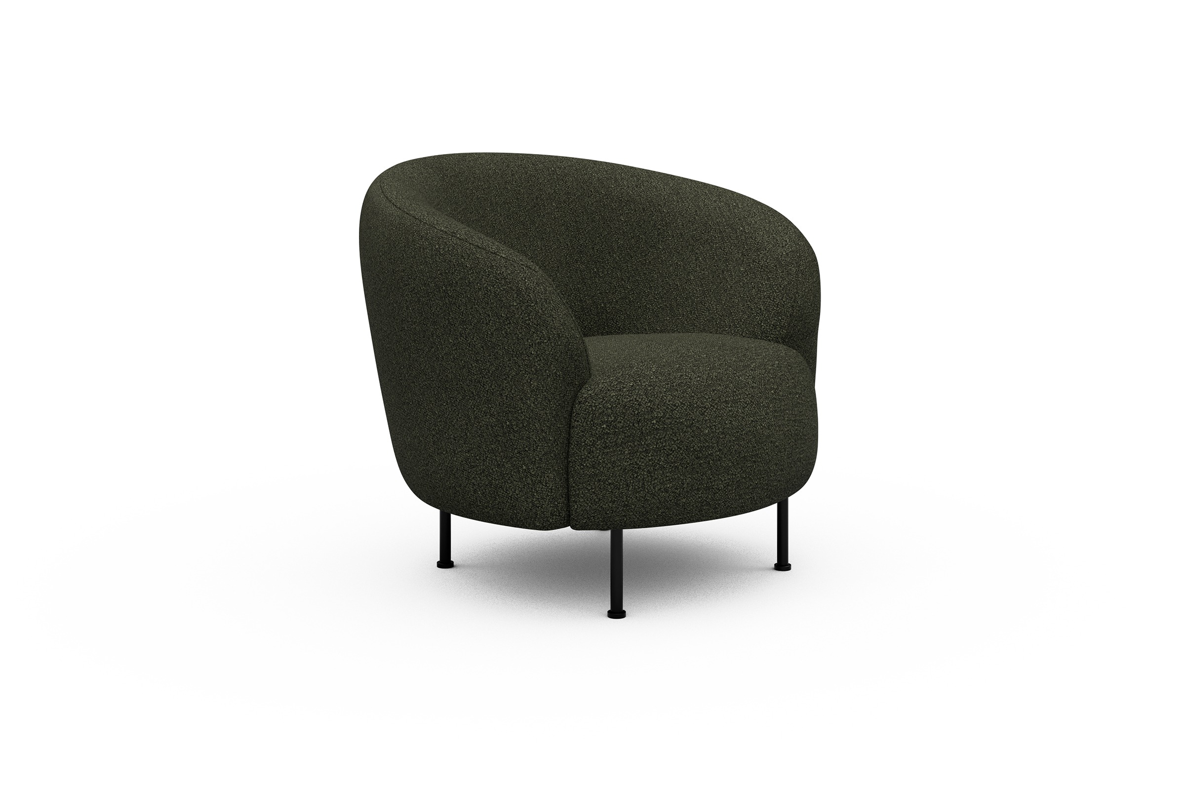 Sessel Ronda Metallbeine Schwarz Boucle-Forest-Green