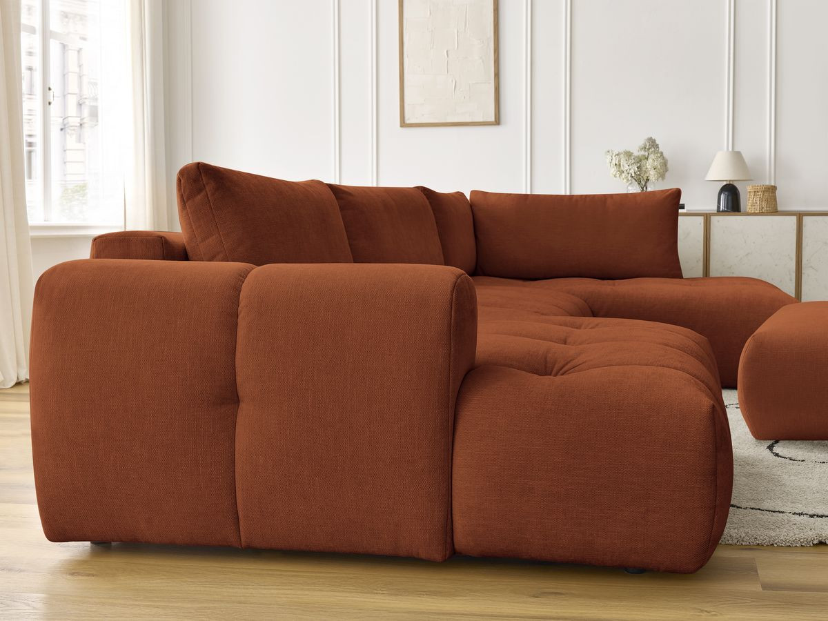 Bobochic Fuji Wohnlandschaft mit Pouf Stoff Orange Ecke links