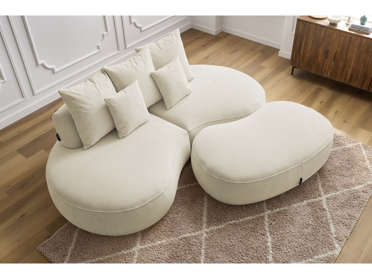 Bobochic Saint-germain Sofa 5-Sitzer mit Pouf Strukturstoff Beige
