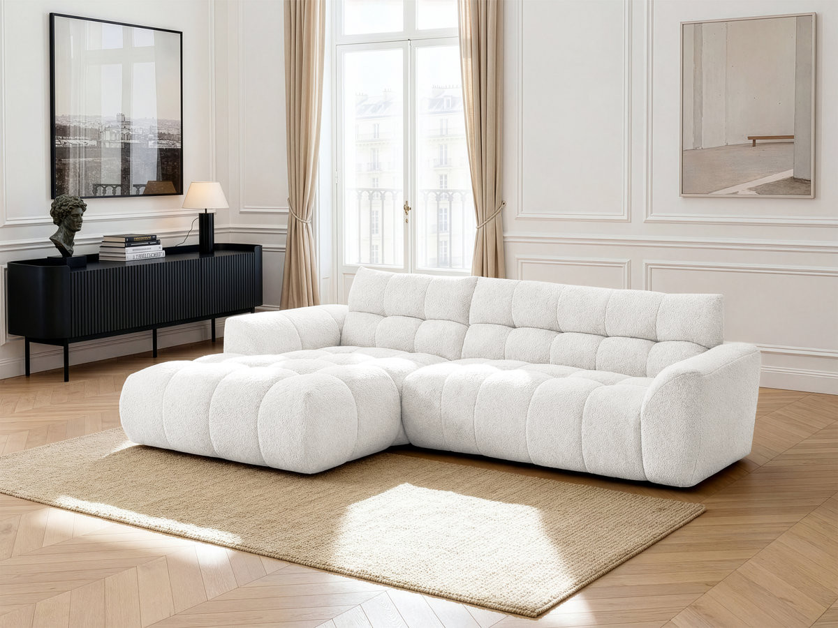 Bobochic Jaya Ecksofa Chenille Weiß Ecke links