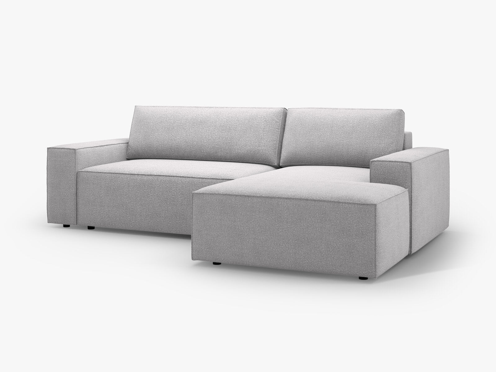 Micadoni Schlaf-Ecksofa Jodie 3-Sitzer Rechts Boucle Hellgrau