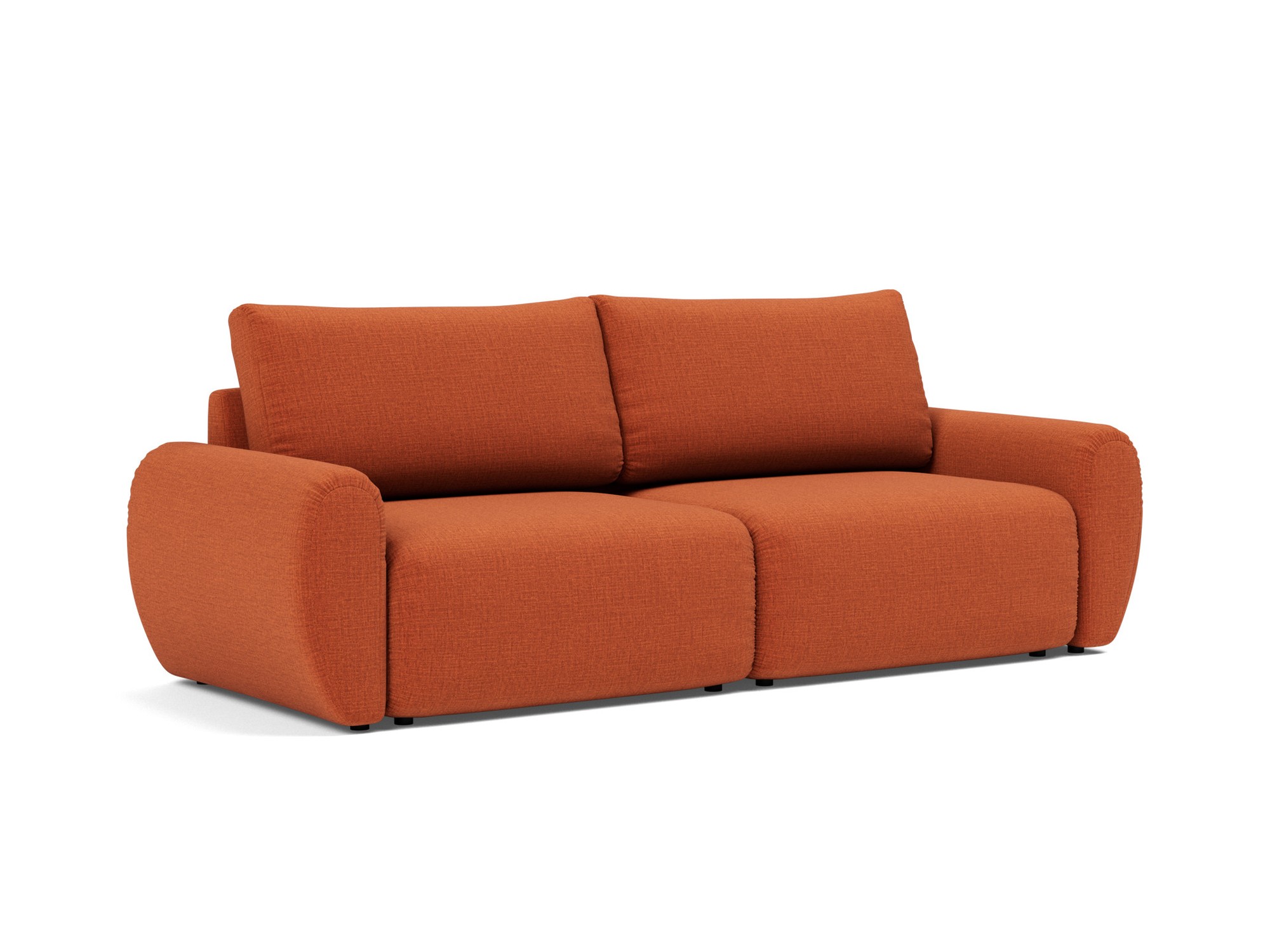 Schlafsofa Norum mit Curve-Armlehnen Chenille Esina 412-Rust-Orange