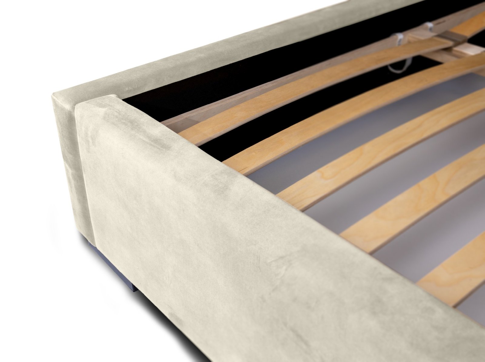 Polsterbett Portoza Samtstoff 140x200 mit Metallrahmen Macau Sand