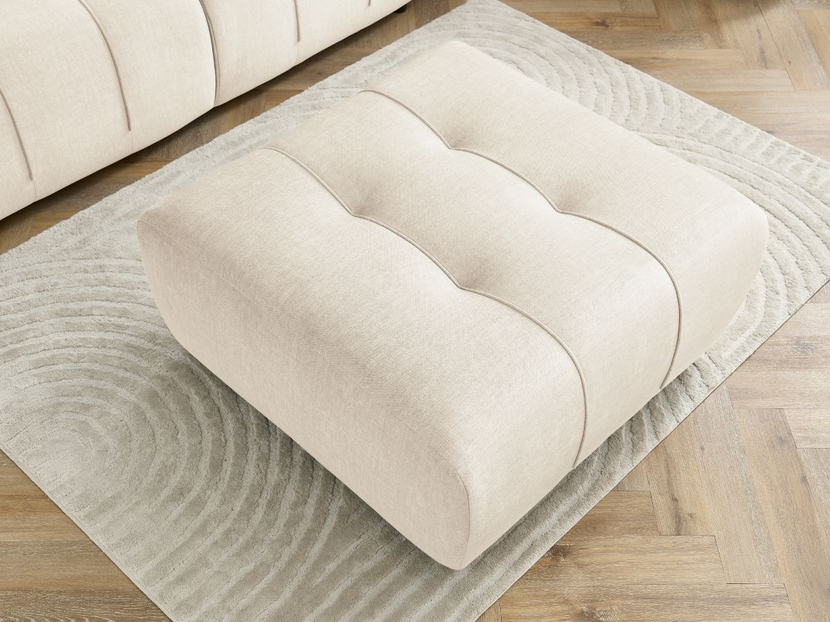 Bobochic Arsene Schlafsofa 4-Sitzer mit Bettkasten und Pouf Samt Beige