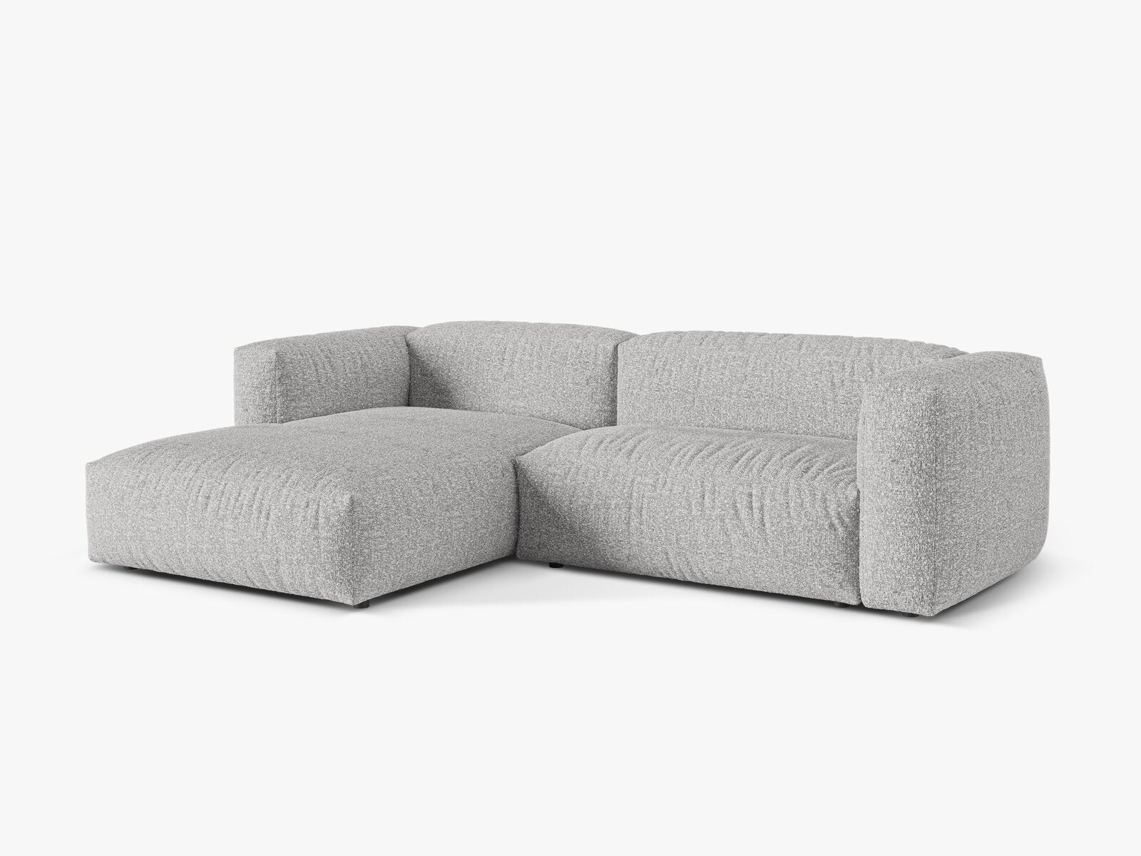 Micadoni Ecksofa Martina 2-Sitzer Links Boucle Monet Silber
